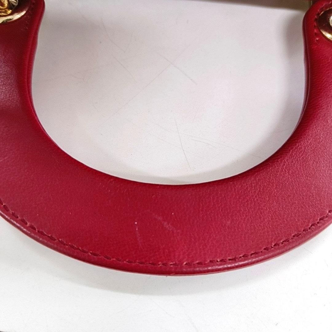 Lady Dior Mini Red Lambskin Leather Gold HW Chain Strap 3