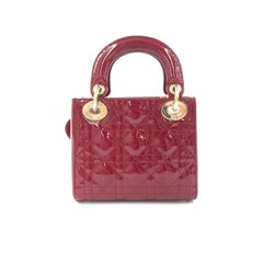 Lady Dior Mini 2019 Red Patent Leather Gold-tone Chain Strap