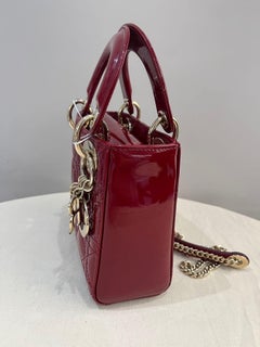Lady Dior Mini 2019 Red Patent Leather Gold-tone Chain Strap