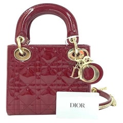 Lady Dior Mini 2019 Red Patent Leather Gold-tone Chain Strap