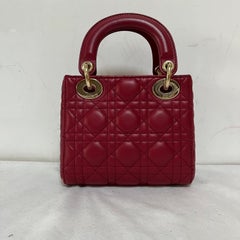 Lady Dior Mini 2020 Dark Red Lambskin Leather Gold HW Chain Strap
