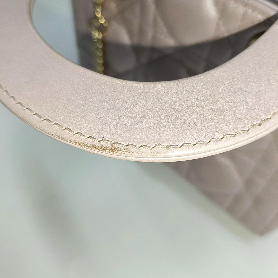 Lady Dior Mini 2020 Pearlescent Pink Lambskin Leather Gold HW Chain Strap 5