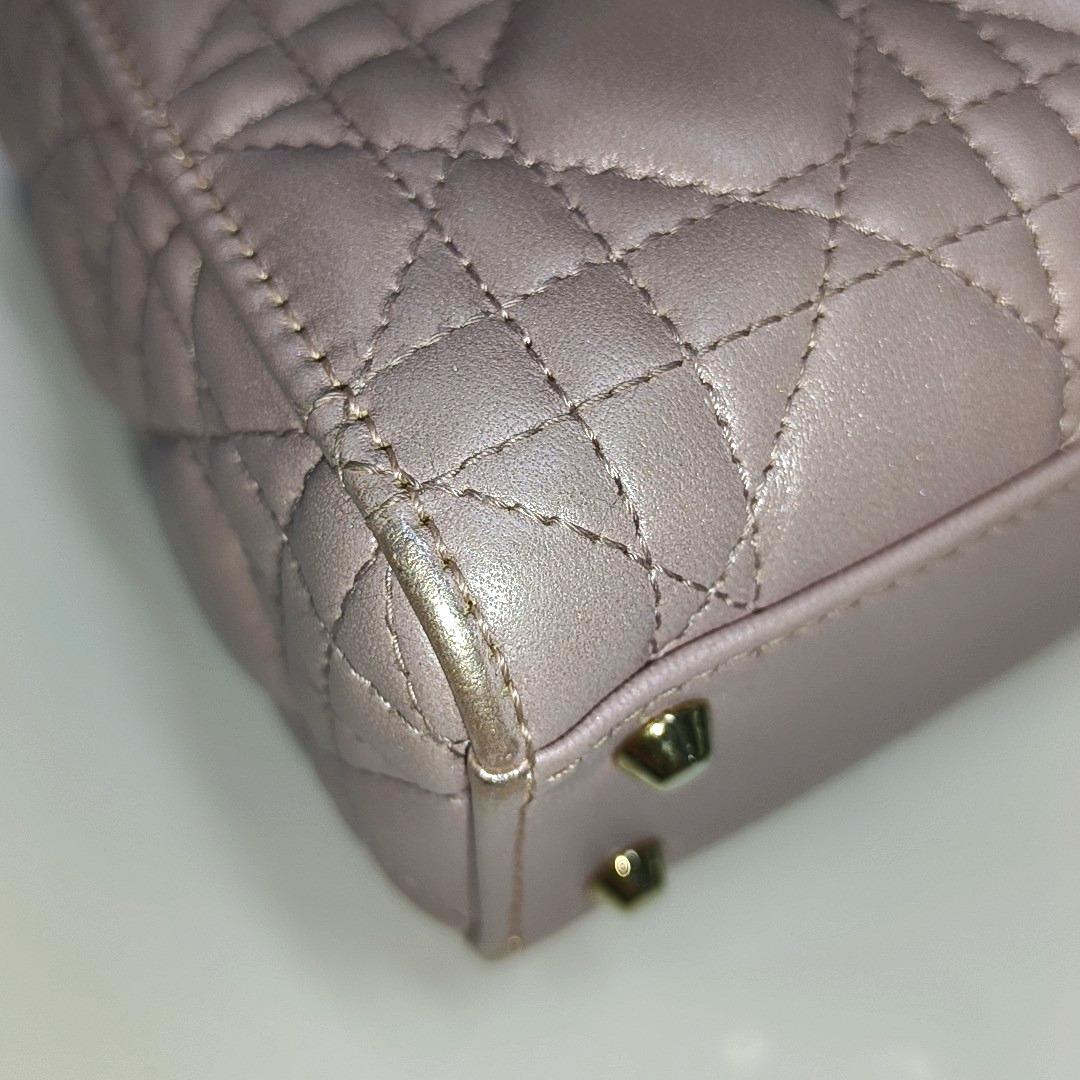 Lady Dior Mini 2020 Pearlescent Pink Lambskin Leather Gold HW Chain Strap 9