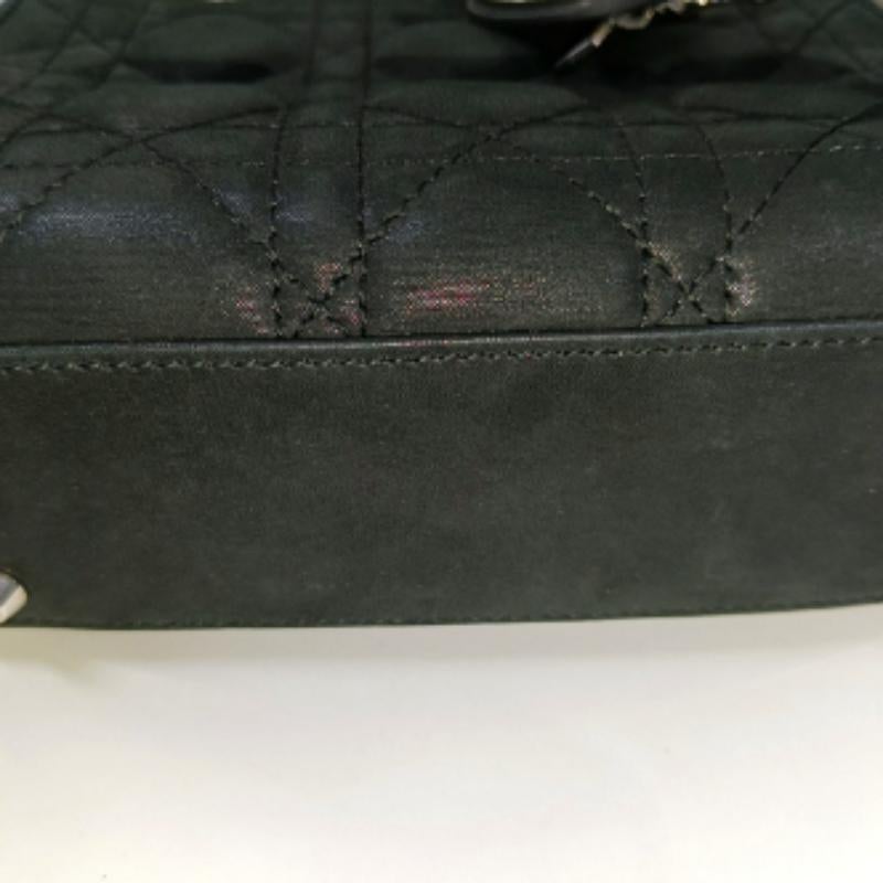 Lady Dior Mini Black Aged Calfskin Leather handbag with silver Chain Strap For Sale 15