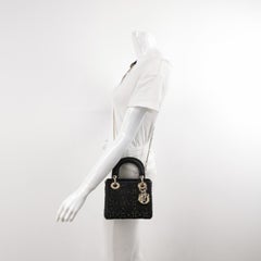 Lady Dior Mini Black Calfskin Leather with Multicolor Crystals Gold Hardware