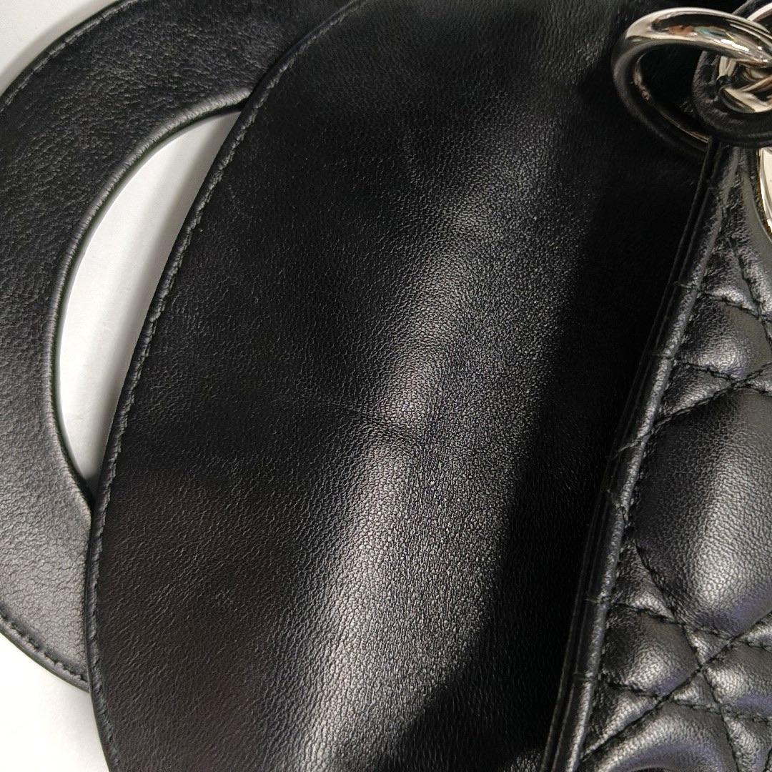 Lady Dior Mini en cuir d'agneau noir avec accessoires en argent 2016 en vente 3