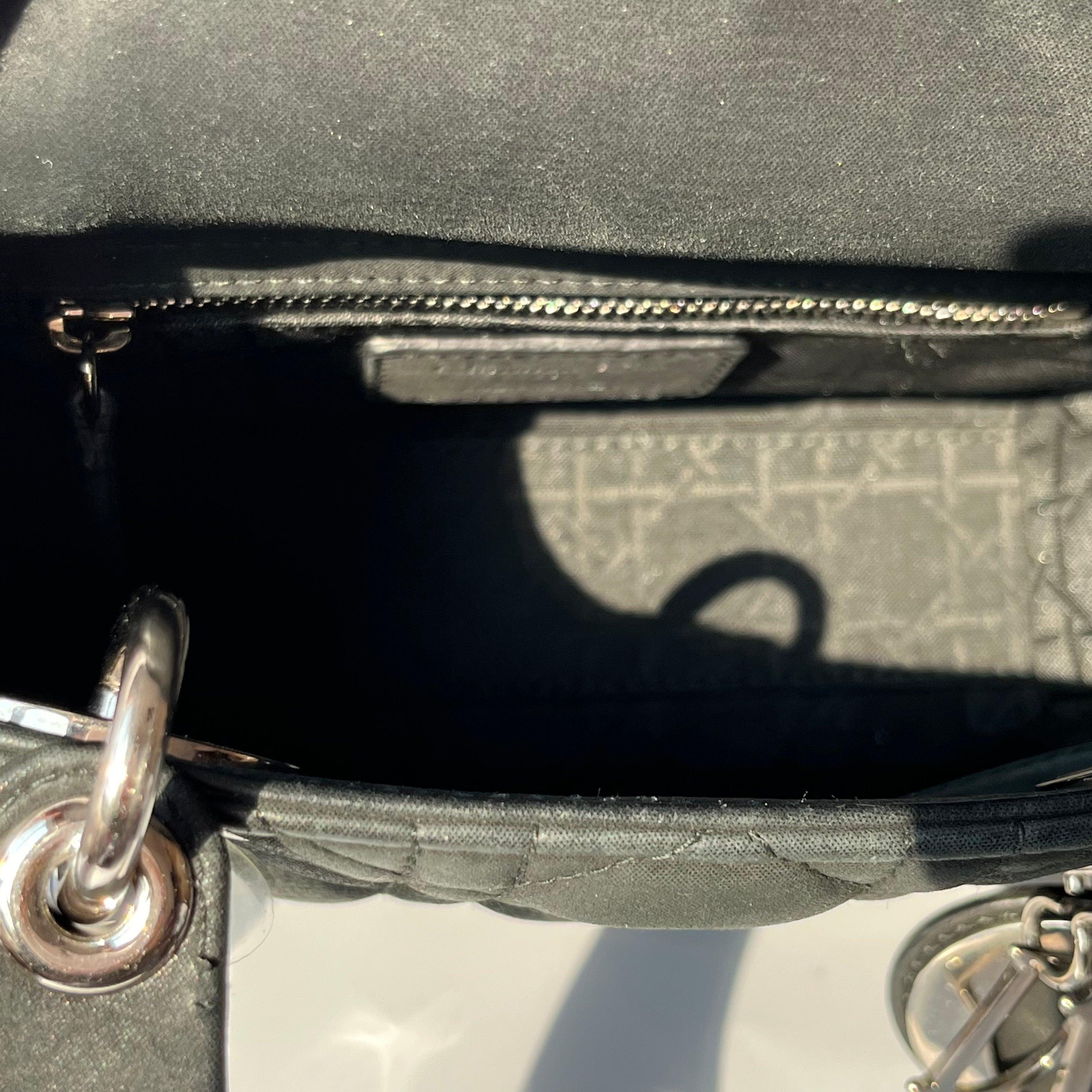 Lady Dior Mini Black Nubuck Aged Lambskin Leather with silver chain strap For Sale 13
