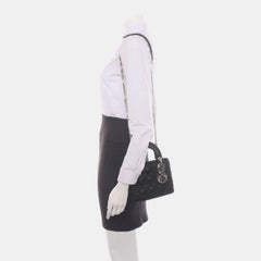 Lady Dior Mini Black Nubuck Aged Lambskin Leather with silver chain strap