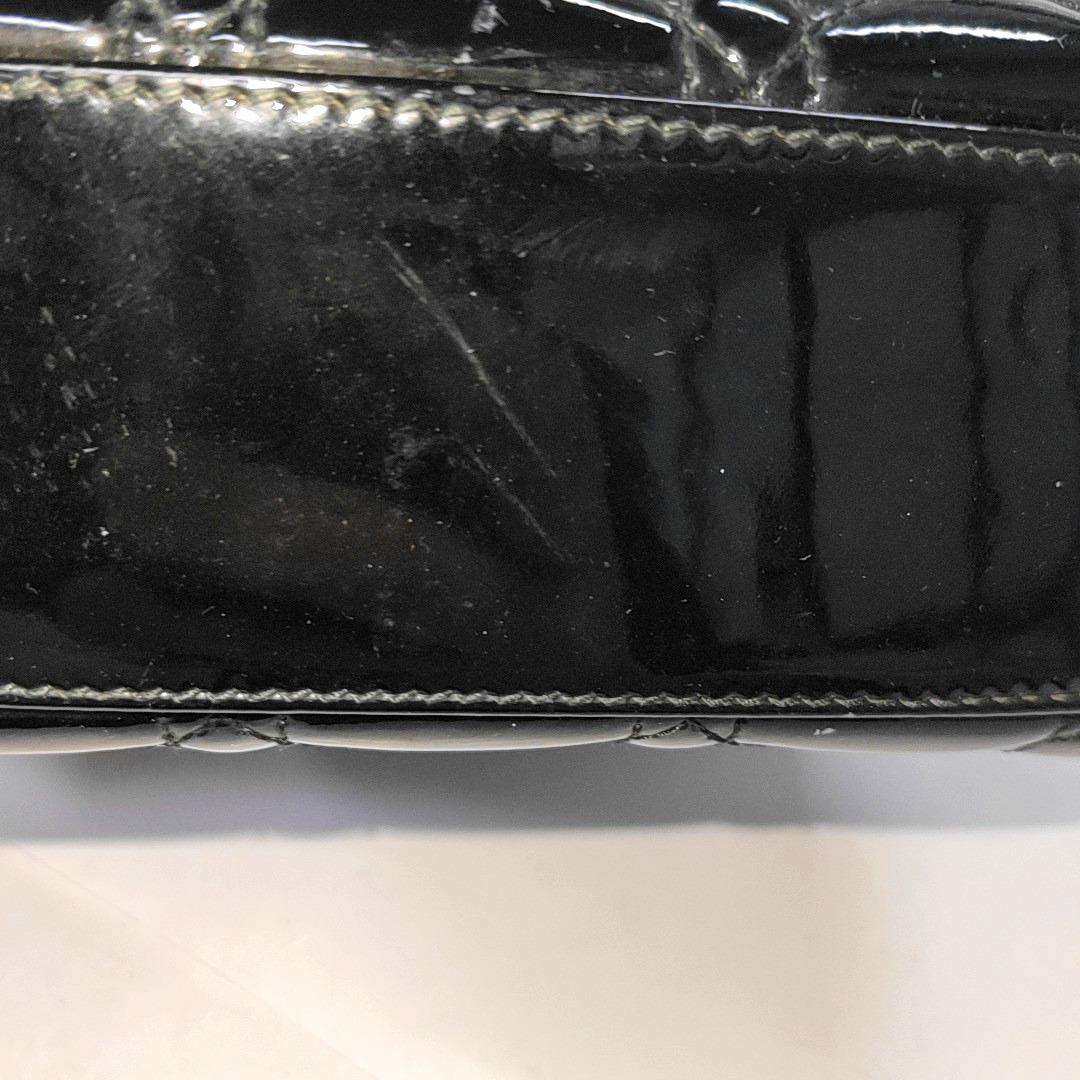 Lady Dior Mini Black Patent Leather handbag with gold hardware Leather Strap 8