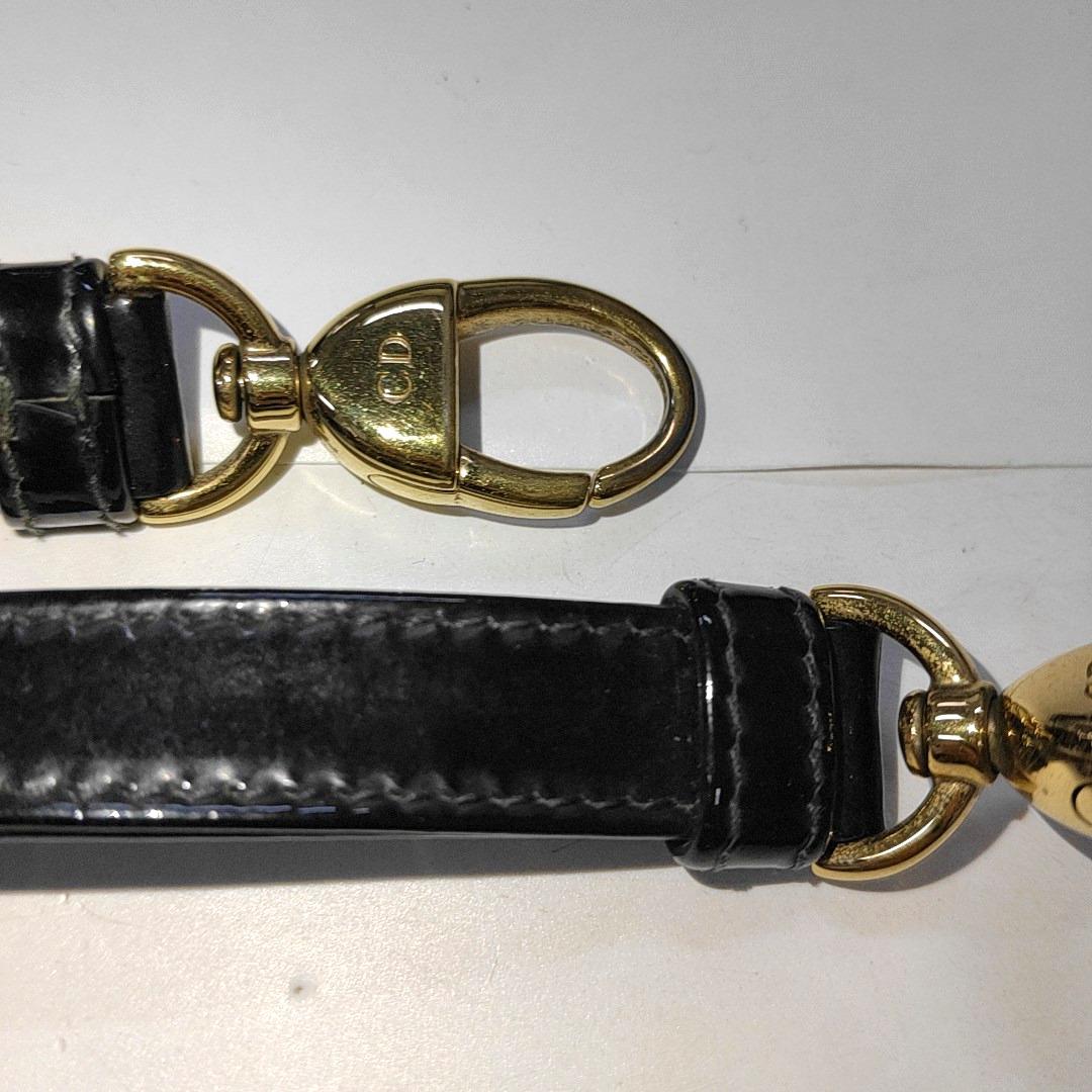 Lady Dior Mini Black Patent Leather handbag with gold hardware Leather Strap 13