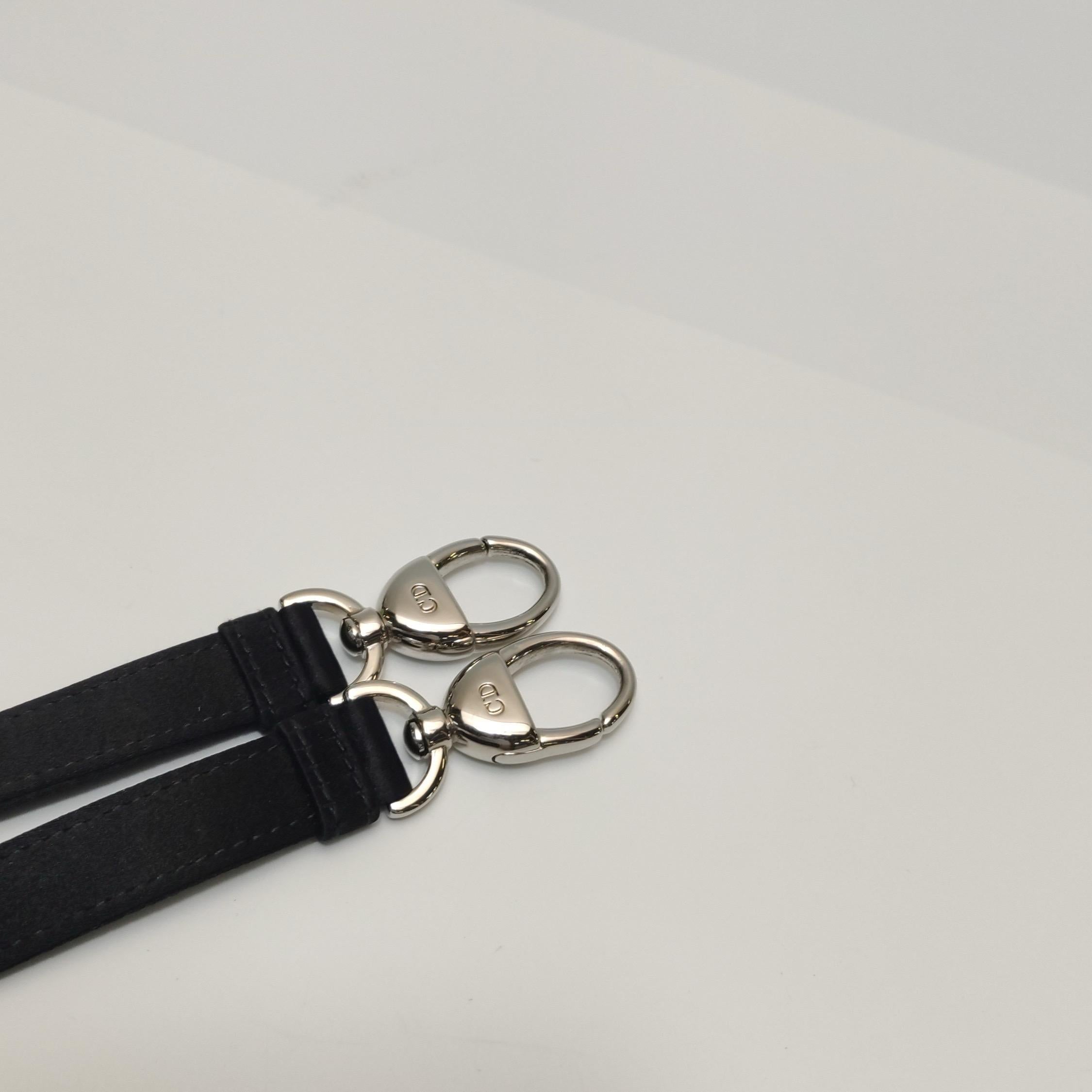 Lady Dior Mini in seta nera con cristalli e hardware in argento in vendita 6