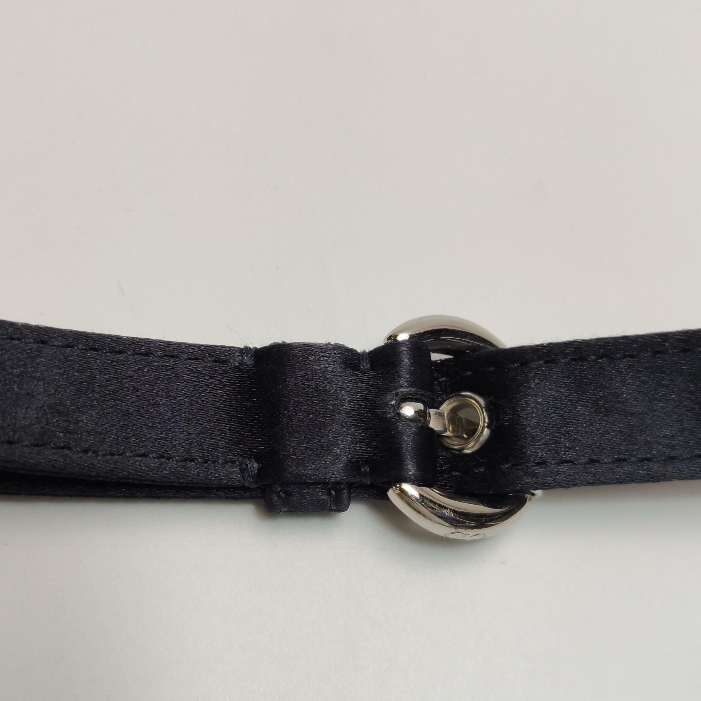 Lady Dior Mini Black Silk with Crystals Silver Hardware For Sale 8