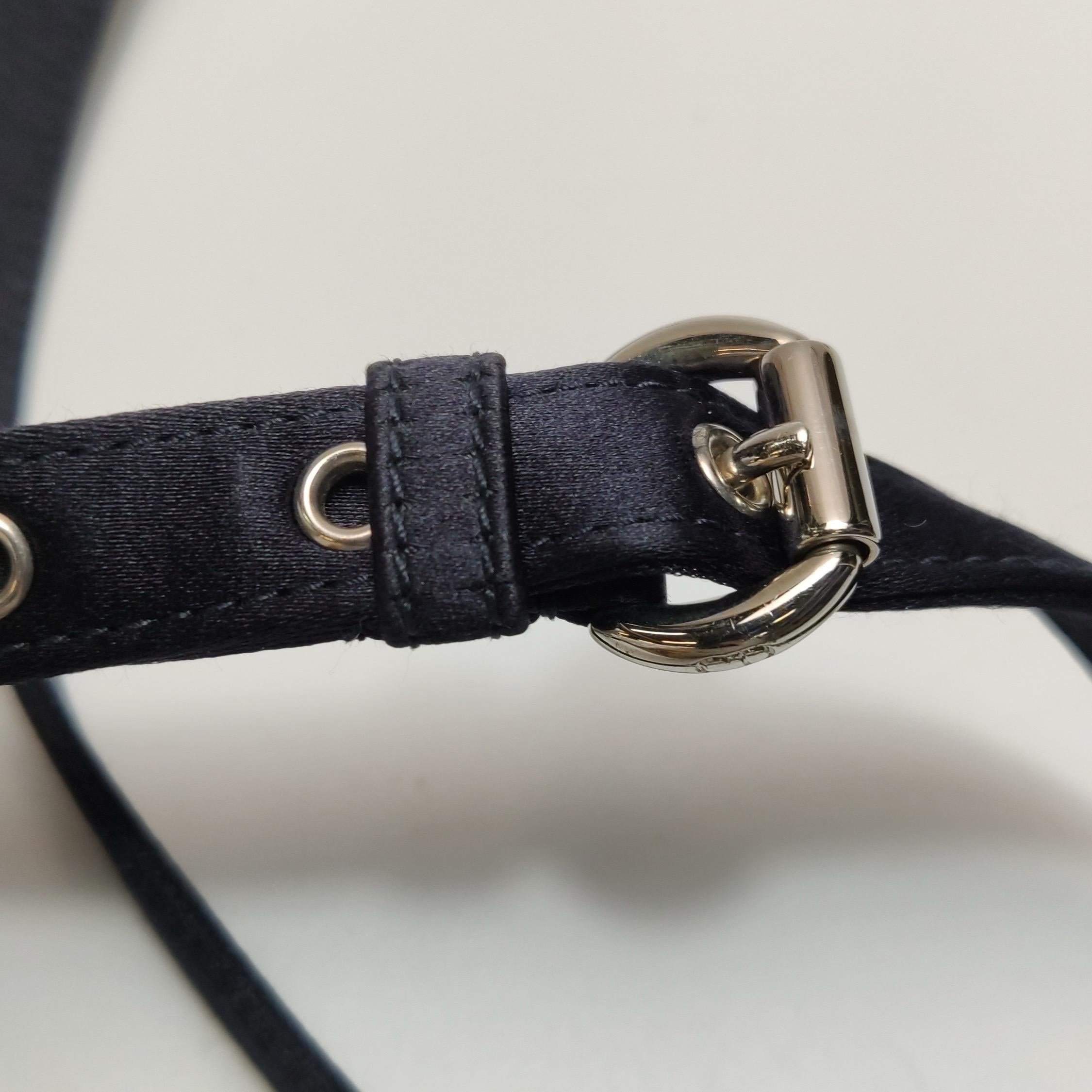 Lady Dior Mini Black Silk with Crystals Silver Hardware For Sale 9