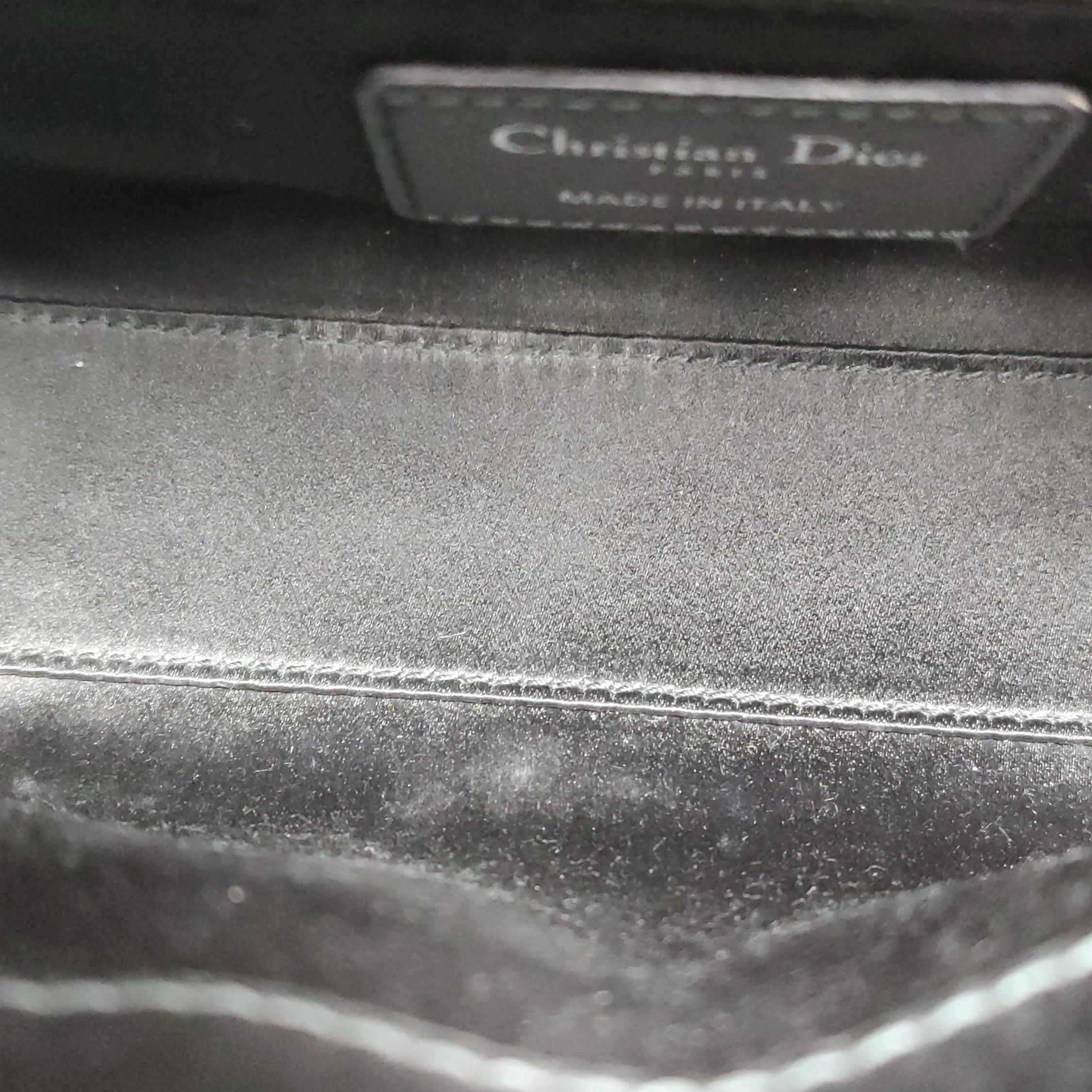 Lady Dior Mini Black Silk with Crystals Silver Hardware 2