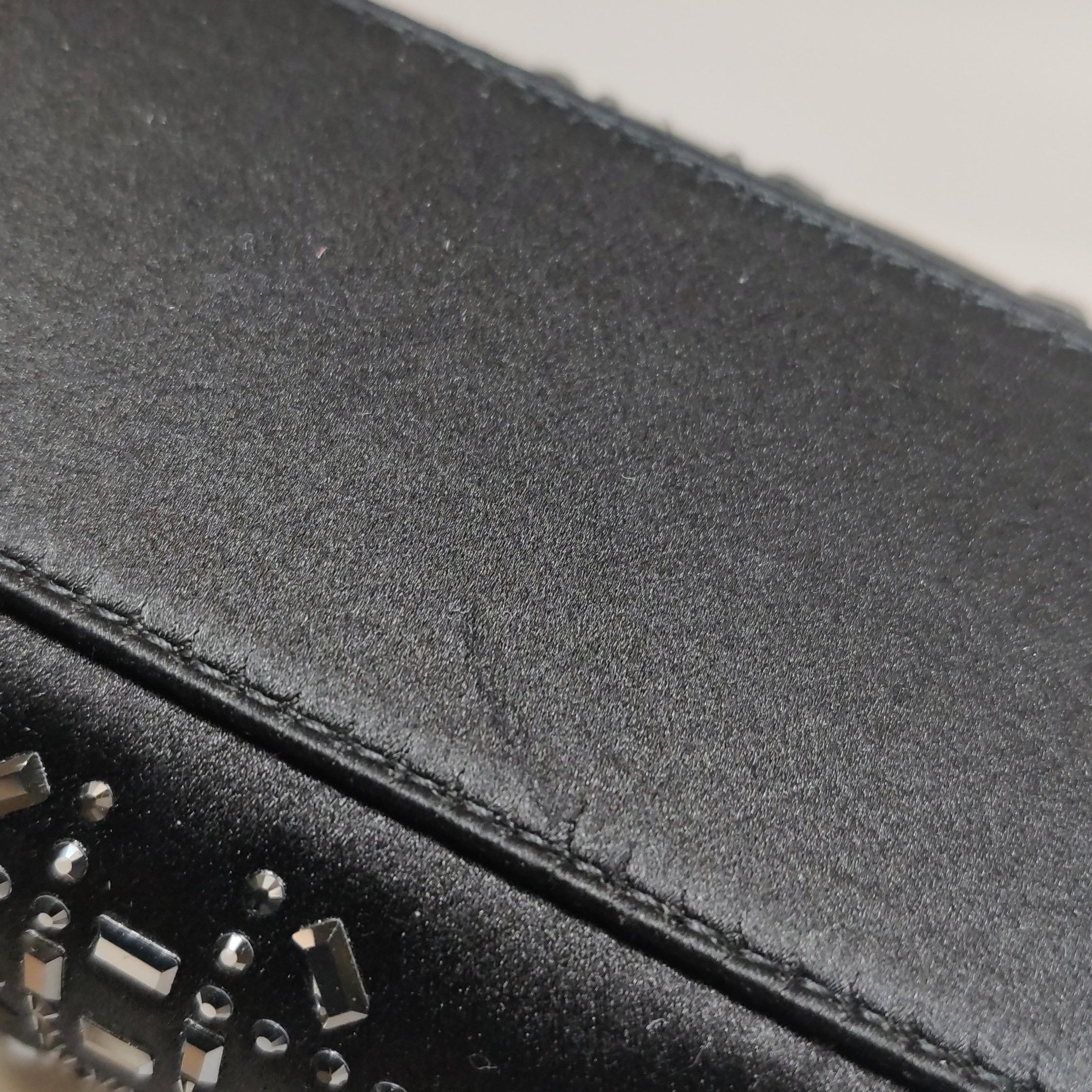 Lady Dior Mini in seta nera con cristalli e hardware in argento in vendita 1