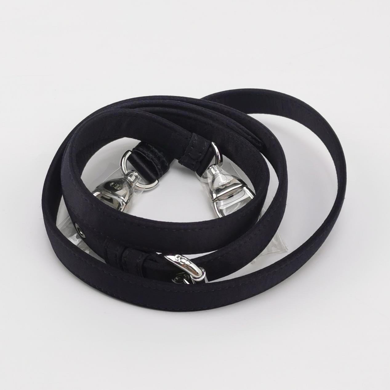 Lady Dior Mini Schwarze Seide mit Kristallen Silberne Hardware im Angebot 5
