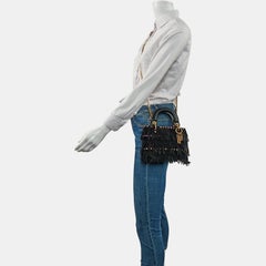 Lady Dior Mini Black Suede Tassels with Gold Hardware 2018