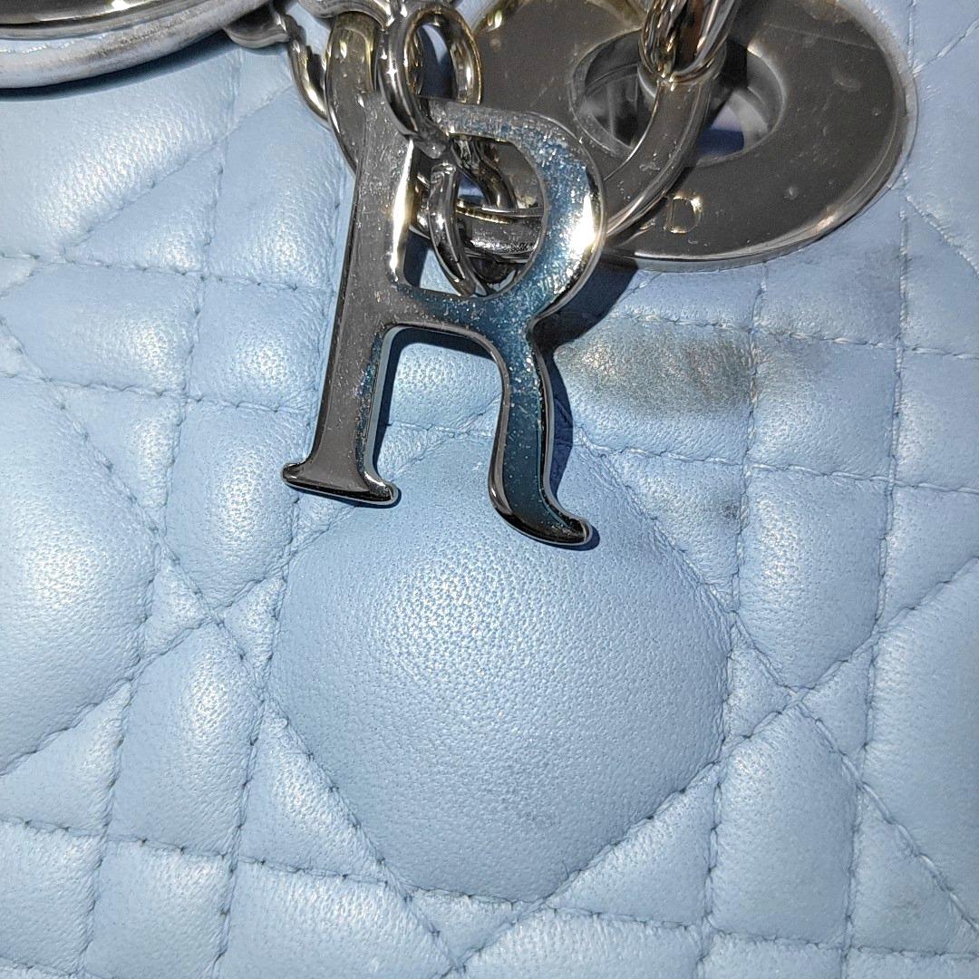 Lady Dior Mini Blue Cannage Lambskin Silver Hardware Crossbody Handbag 6