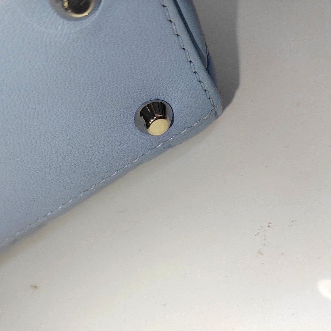 Lady Dior Mini Blue Cannage Lambskin Silver Hardware Crossbody Handbag 7