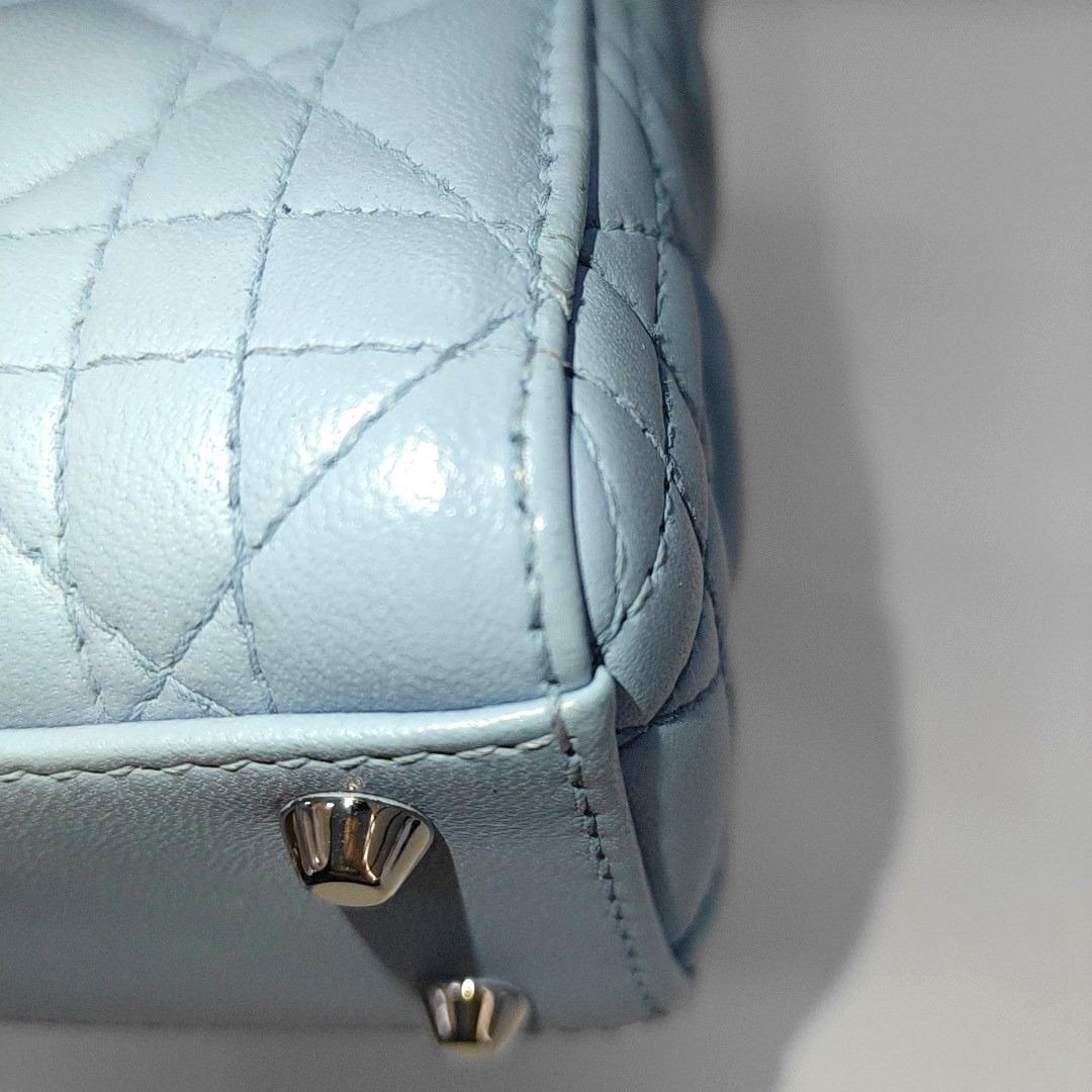 Lady Dior Mini Blue Cannage Lambskin Silver Hardware Crossbody Handbag 8