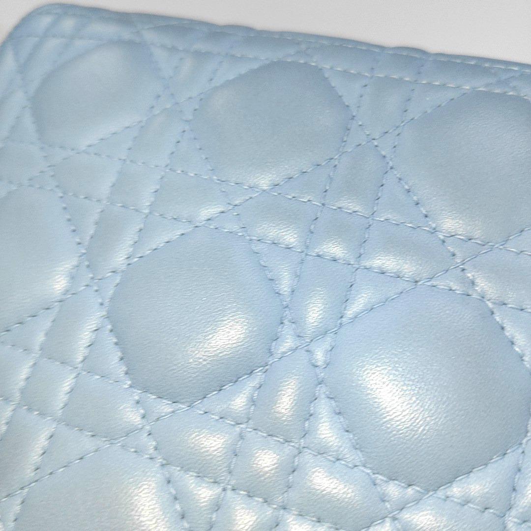 Lady Dior Mini Blue Cannage Lambskin Silver Hardware Crossbody Handbag 9