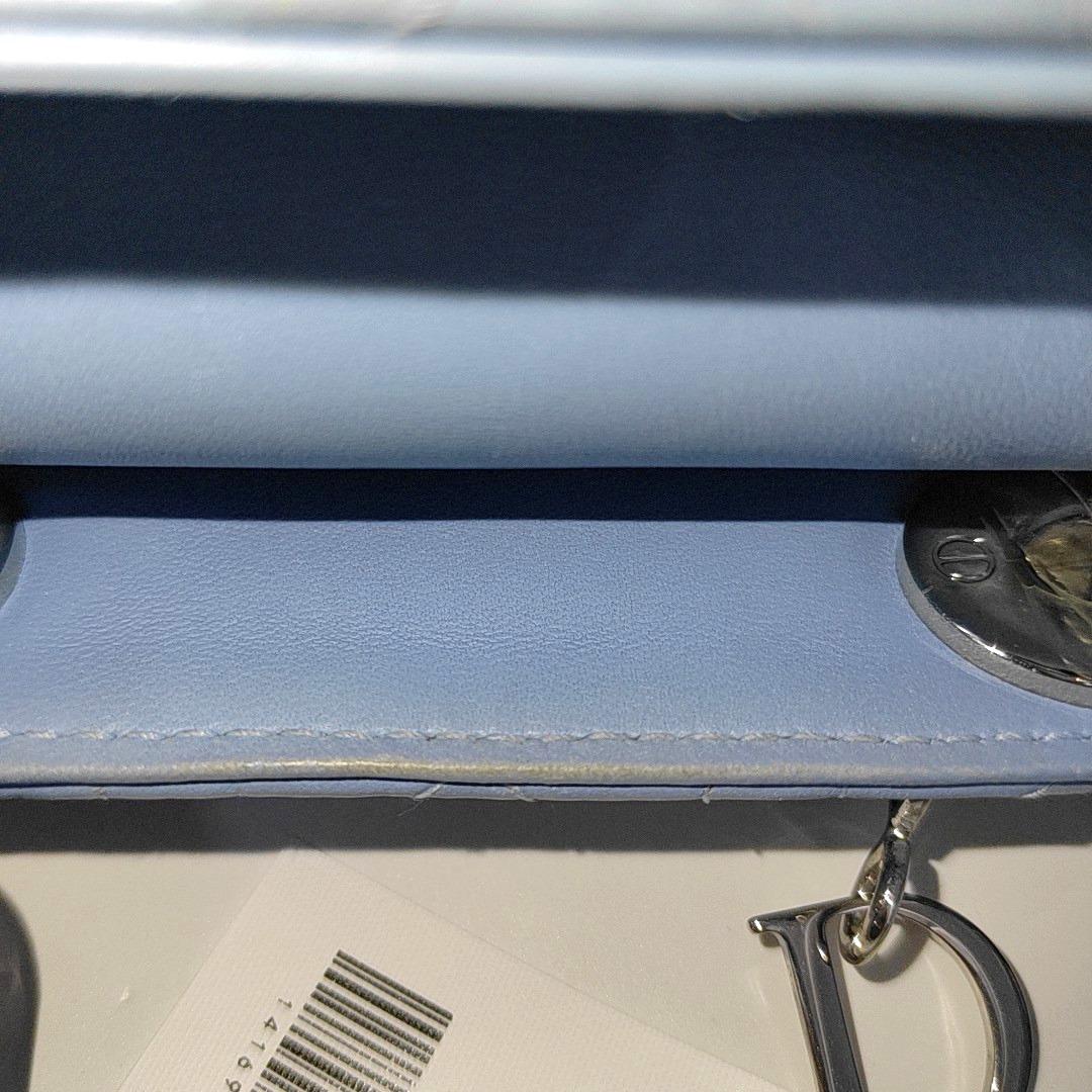 Lady Dior Mini Blue Cannage Lambskin Silver Hardware Crossbody Handbag 10
