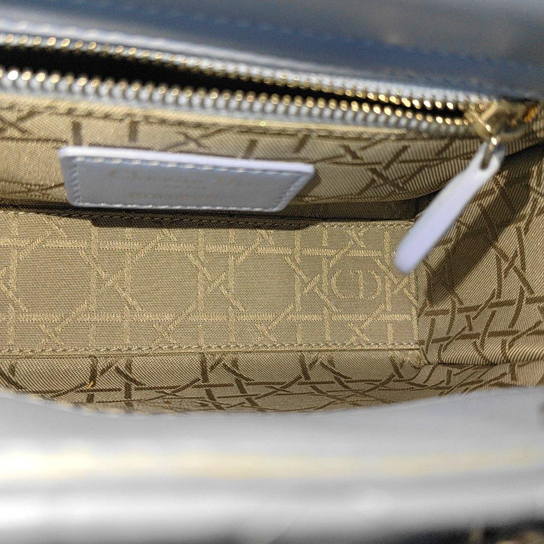 Lady Dior Mini Blue Cannage Lambskin Silver Hardware Crossbody Handbag 2