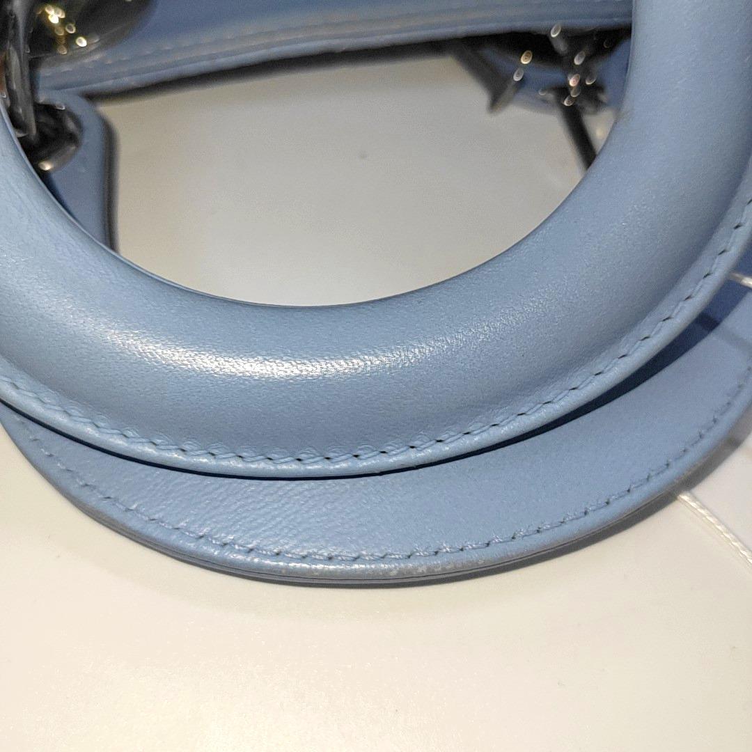 Lady Dior Mini Blue Cannage Lambskin Silver Hardware Crossbody Handbag 4