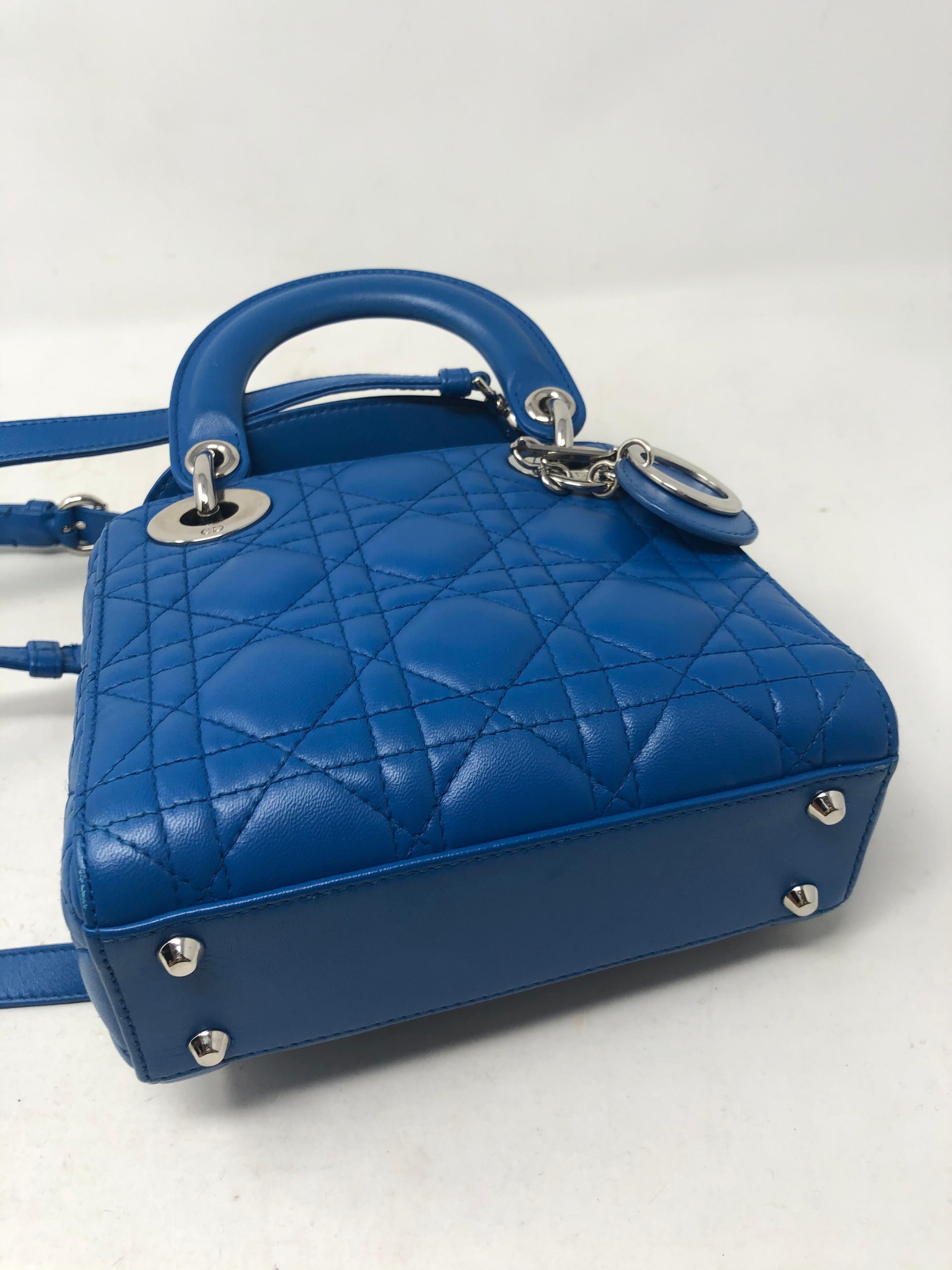 Lady Dior Mini Blue Crossbody Bag  3