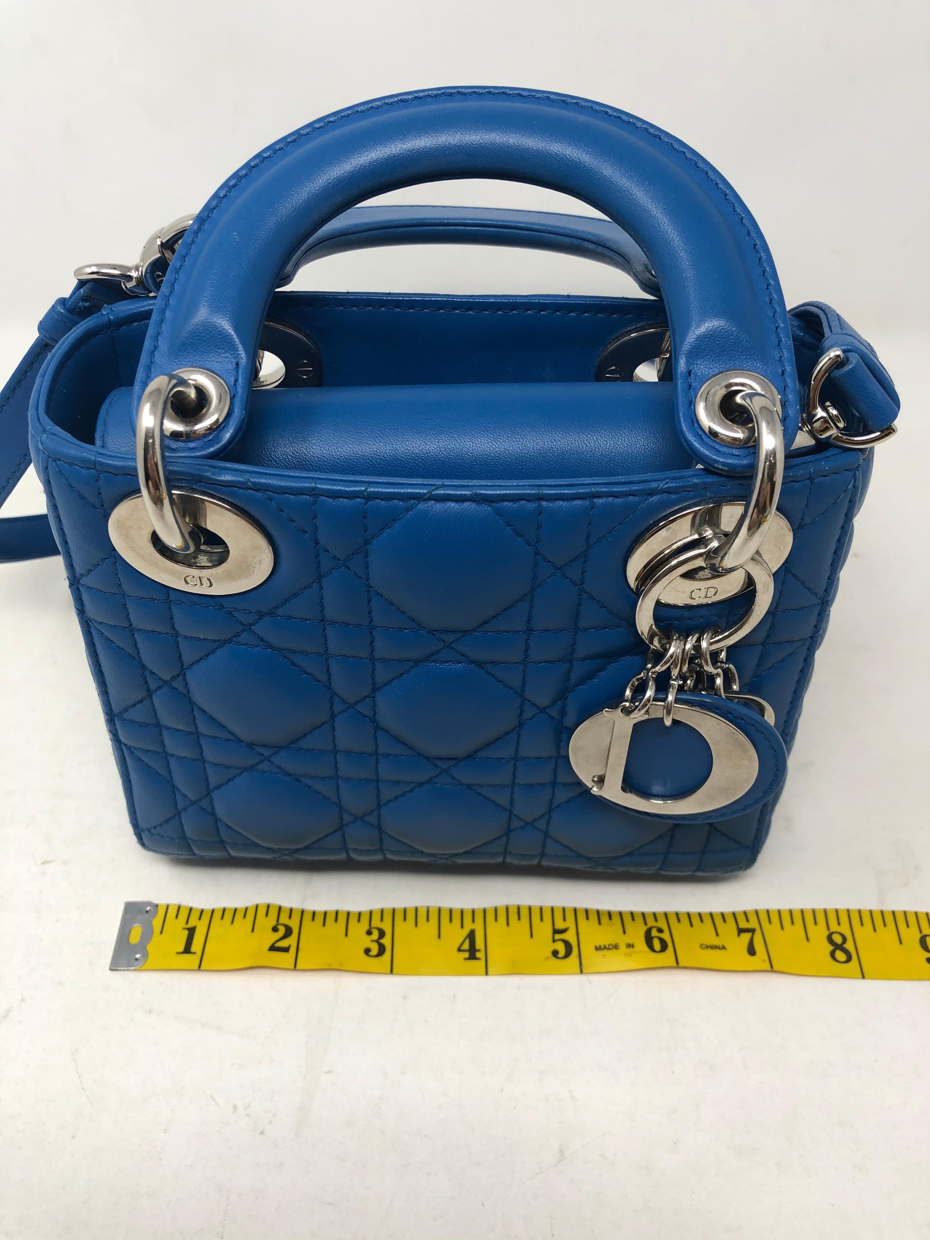 Lady Dior Mini Blue Crossbody Bag  4