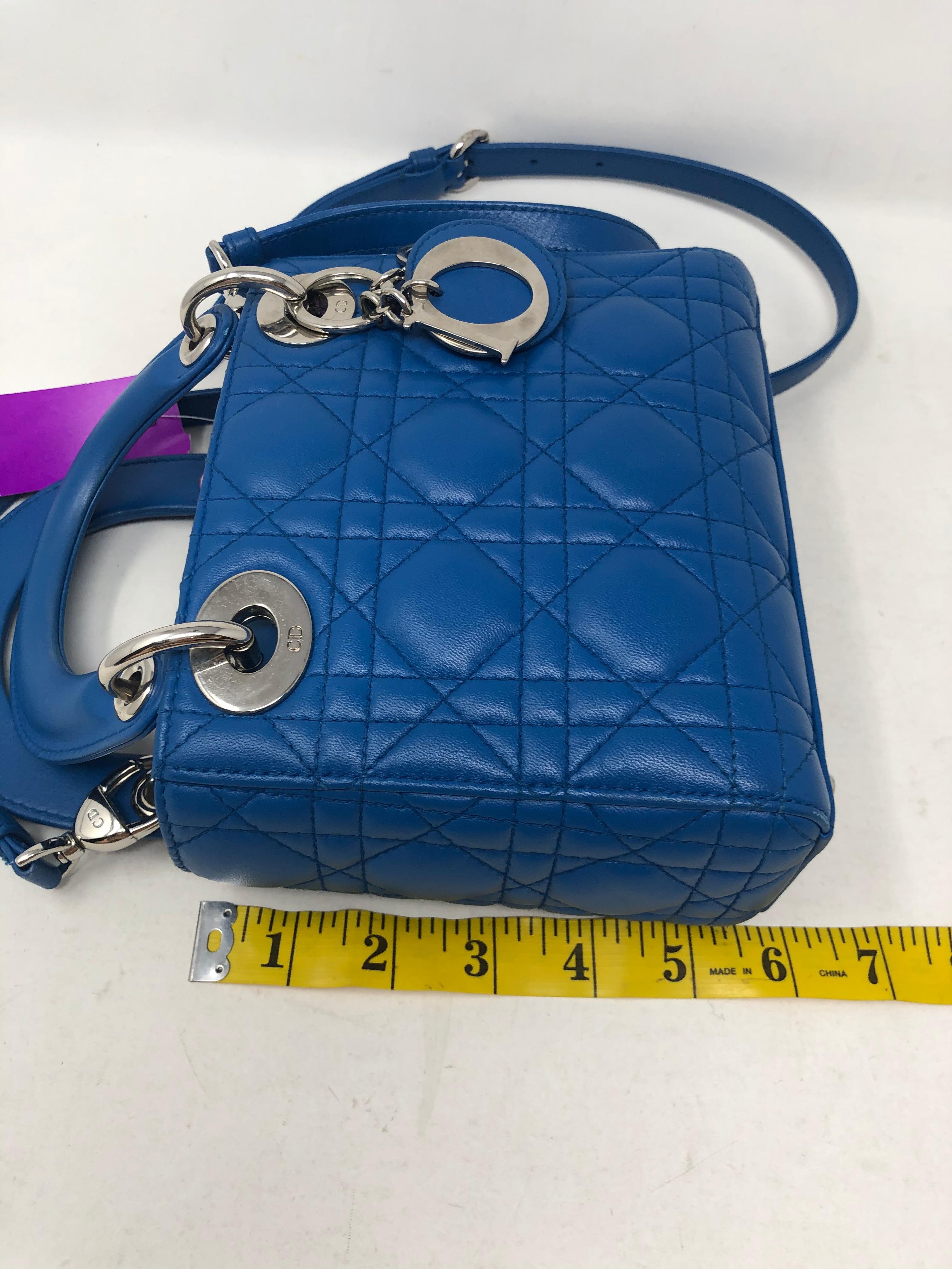 Lady Dior Mini Blue Crossbody Bag  5