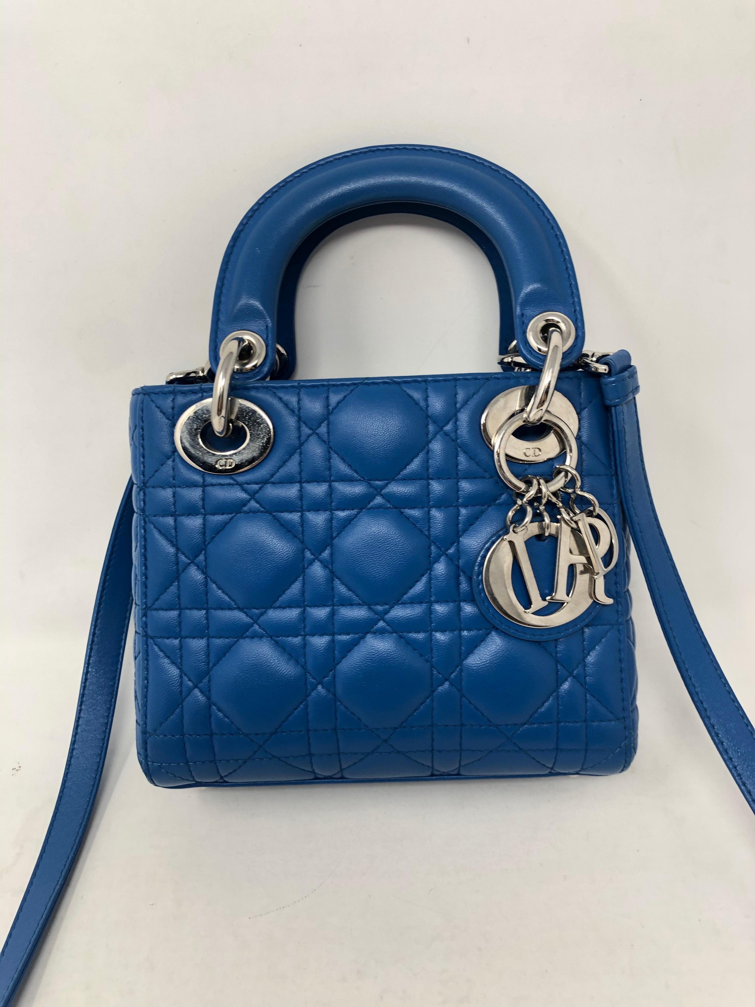 Lady Dior Mini Blue Crossbody Bag  7
