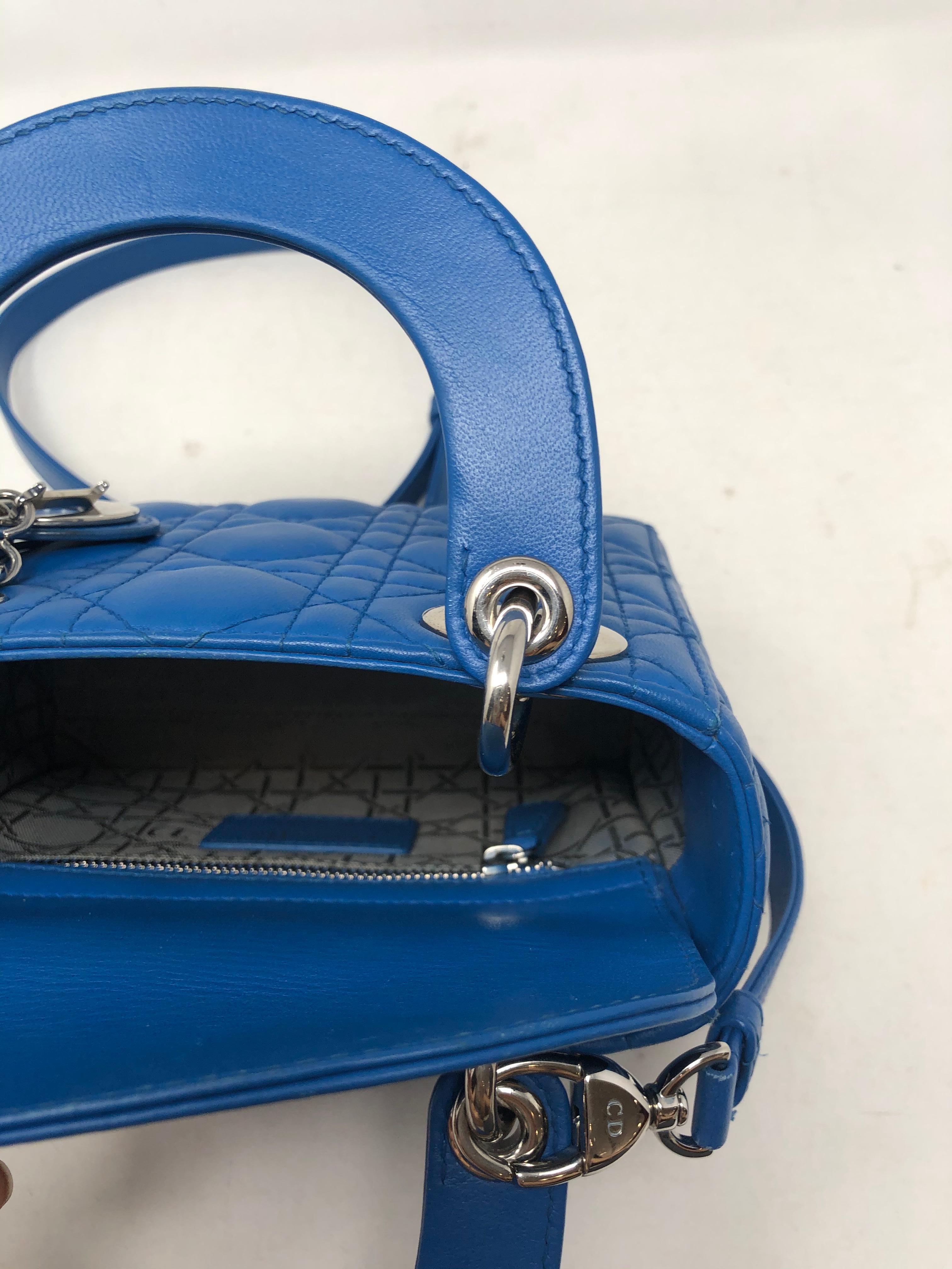 Women's or Men's Lady Dior Mini Blue Crossbody Bag 