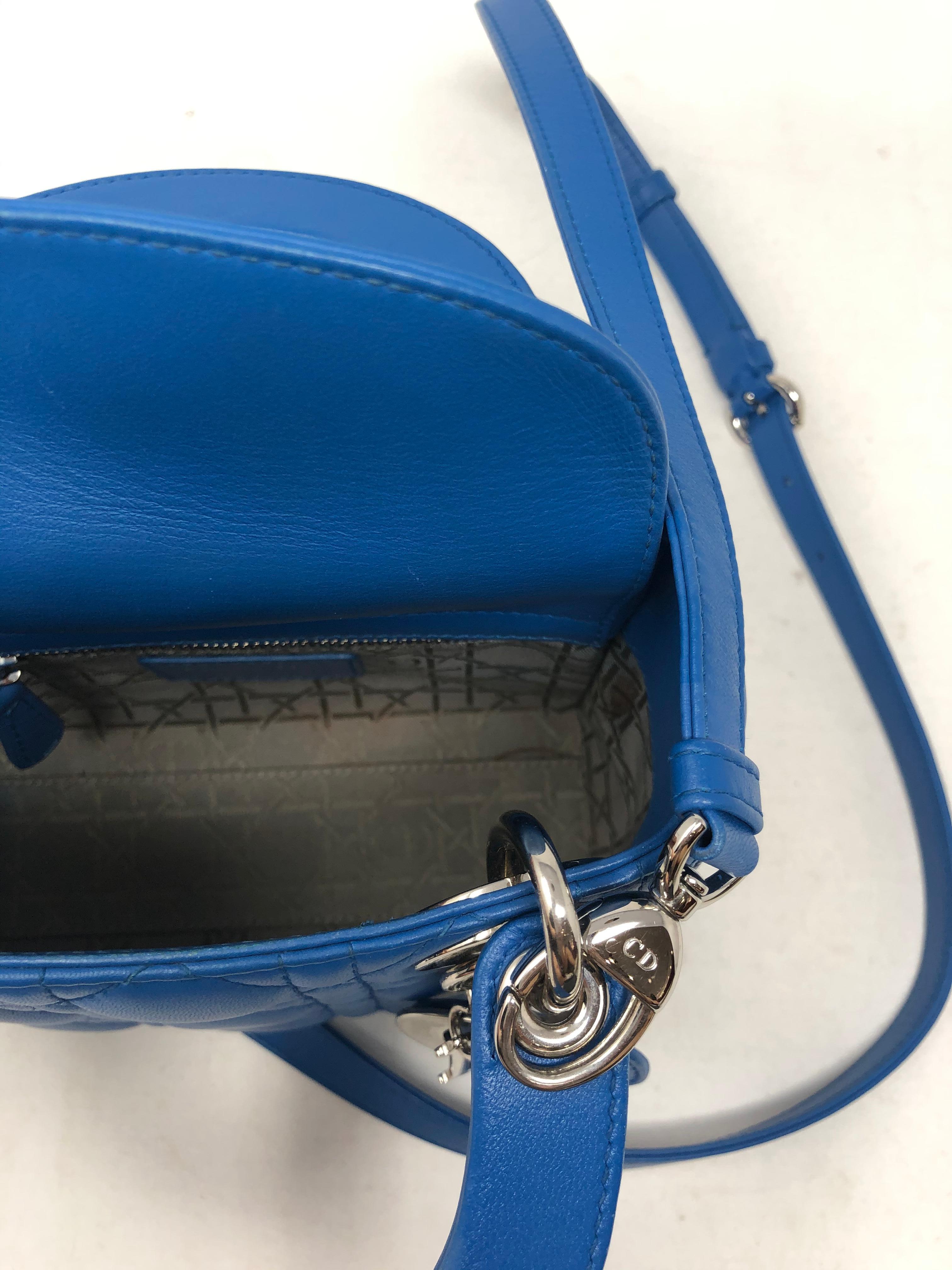 Lady Dior Mini Blue Crossbody Bag  2
