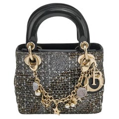 Lady Dior Mini Christimas 2011 Limited Edition Schwarzer Tweed und Sternenkette