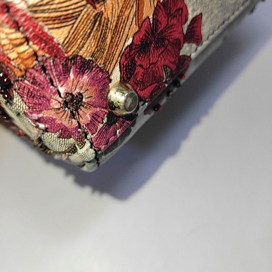 Lady Dior Mini Embroidered Phoenix Cloth Multicolor Handbag For Sale 5