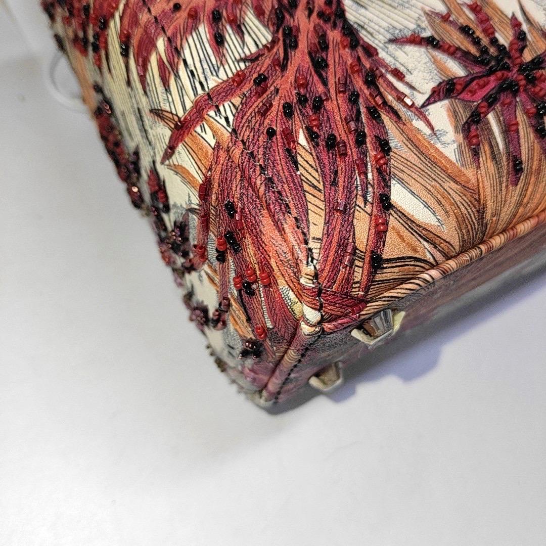 Lady Dior Mini Embroidered Phoenix Cloth Multicolor Handbag For Sale 7