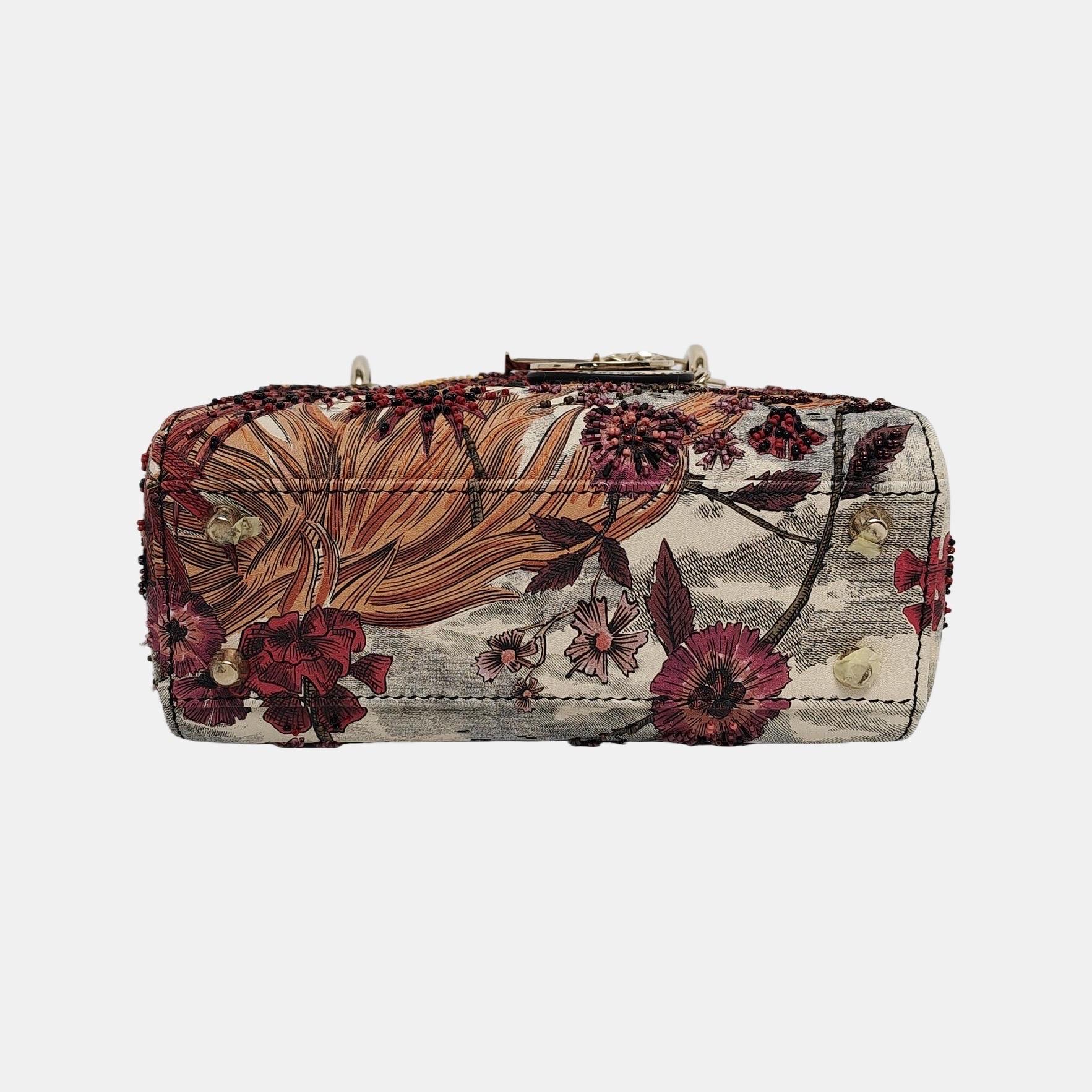 Women's Lady Dior Mini Embroidered Phoenix Cloth Multicolor Handbag For Sale