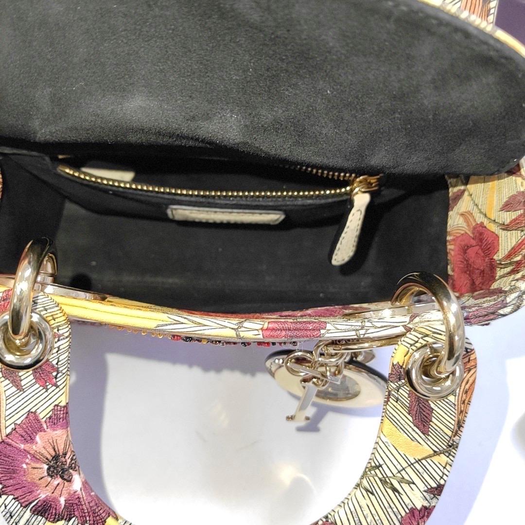 Lady Dior Mini Embroidered Phoenix Cloth Multicolor Handbag For Sale 1