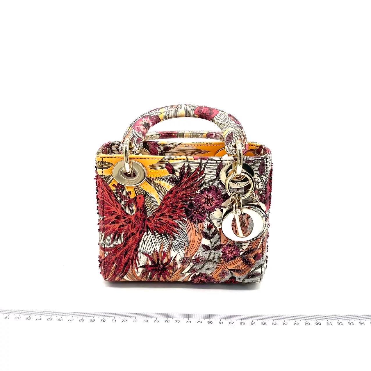 Lady Dior Mini Bolso de Tela de Fénix Bordado Multicolor