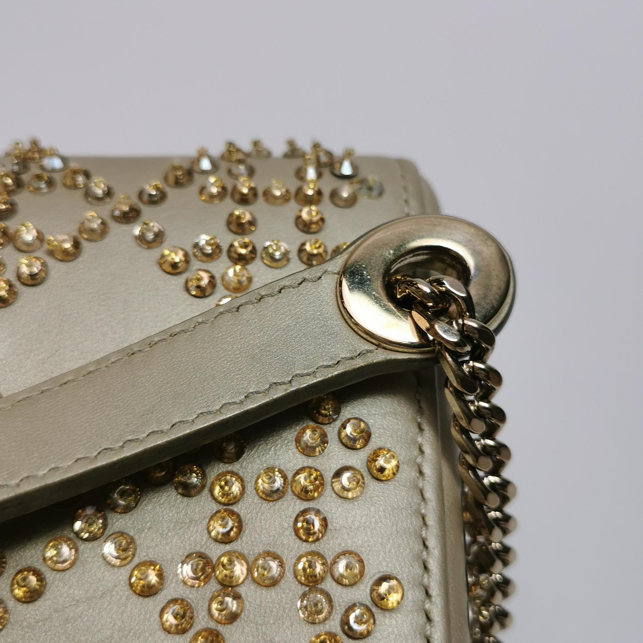 Lady Dior Mini Gold Kalbsleder mit Kristallen Gold Hardware 2020 im Angebot 6
