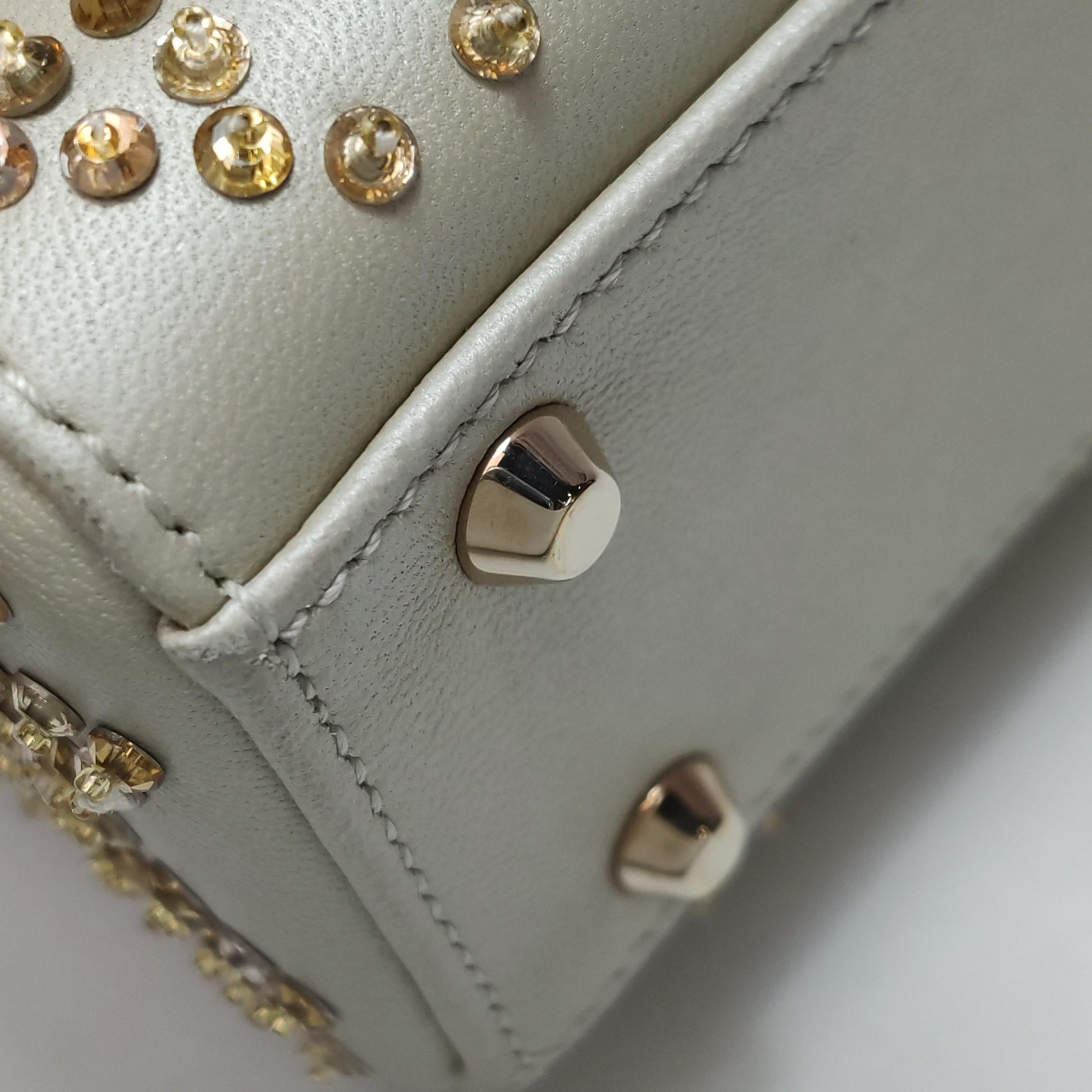 Lady Dior Mini Gold Kalbsleder mit Kristallen Gold Hardware 2020 im Angebot 8