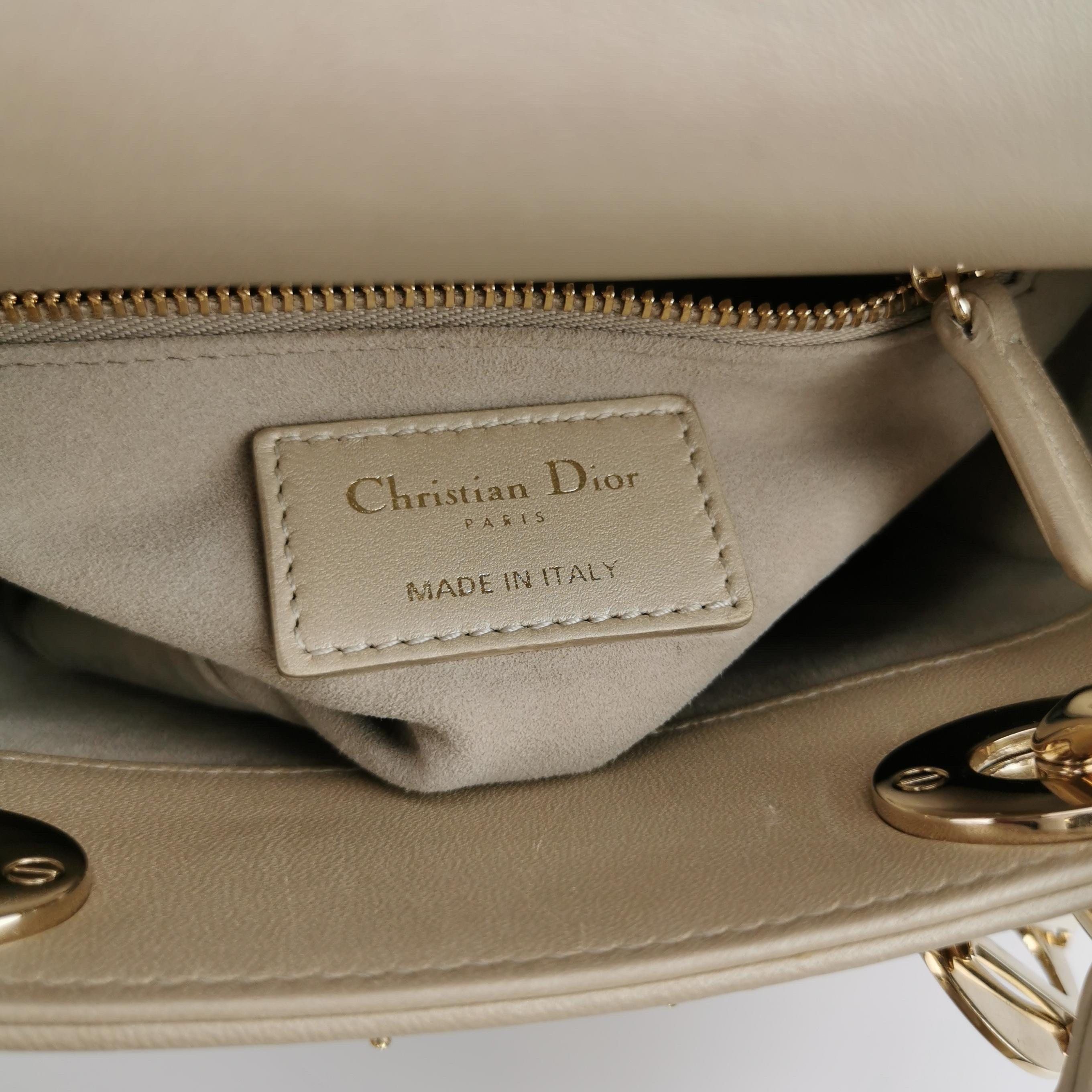 Lady Dior Mini Gold Leather with Crystals Gold Hardware 2020 For Sale 4