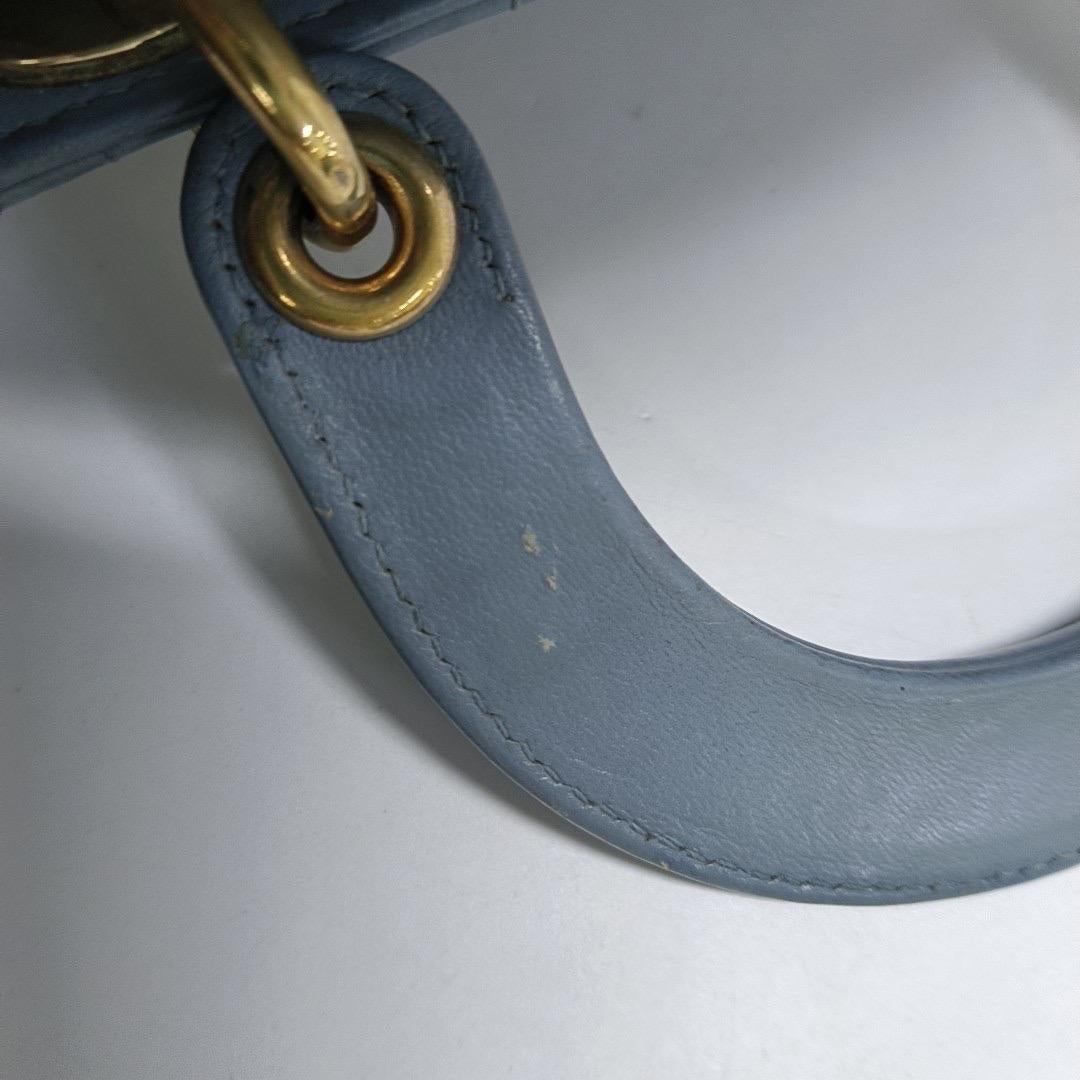 Lady Dior Mini Grey Blue Cannage Lambskin Gold Hardware Chain Strap 9