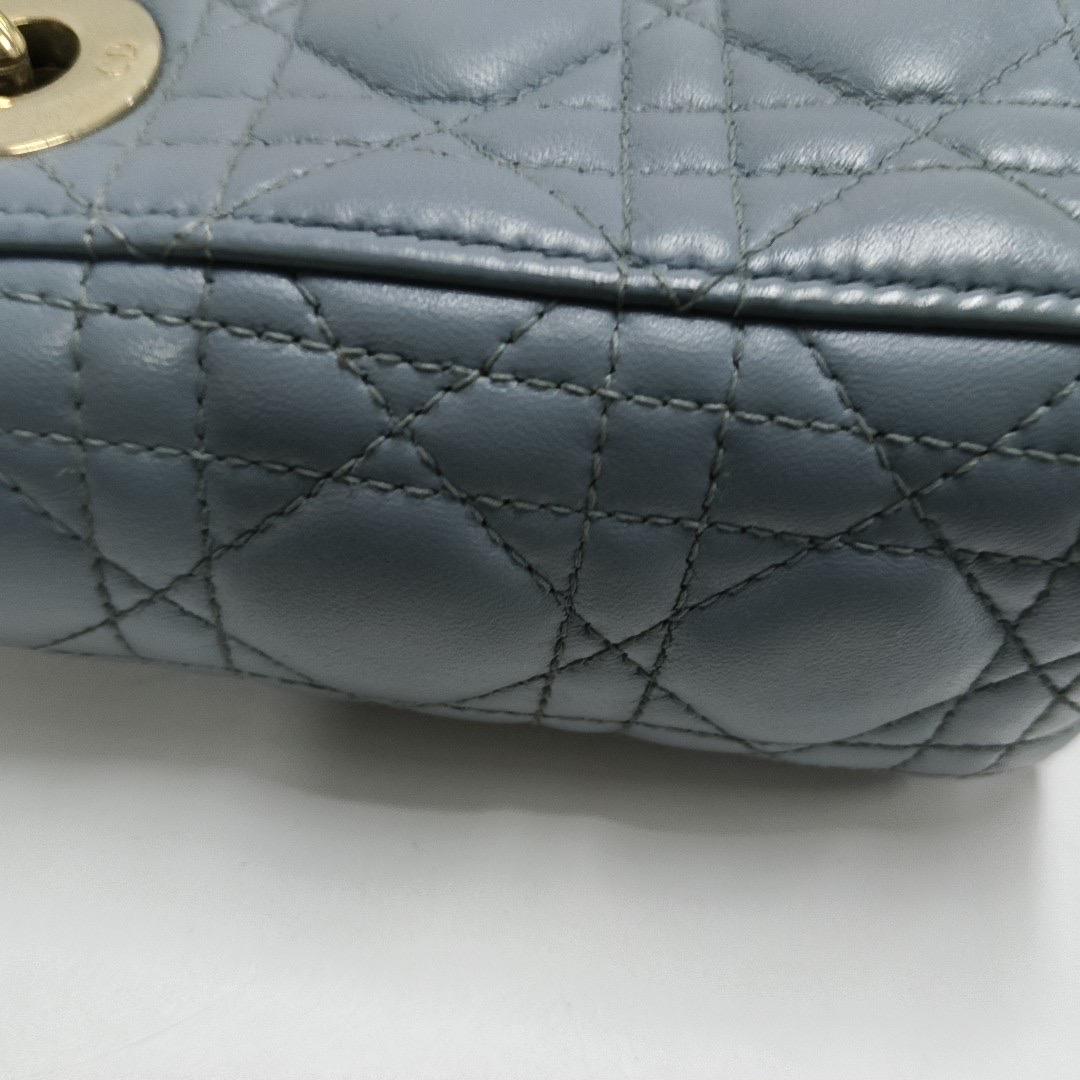 Lady Dior Mini Grey Blue Cannage Lambskin Gold Hardware Chain Strap 10
