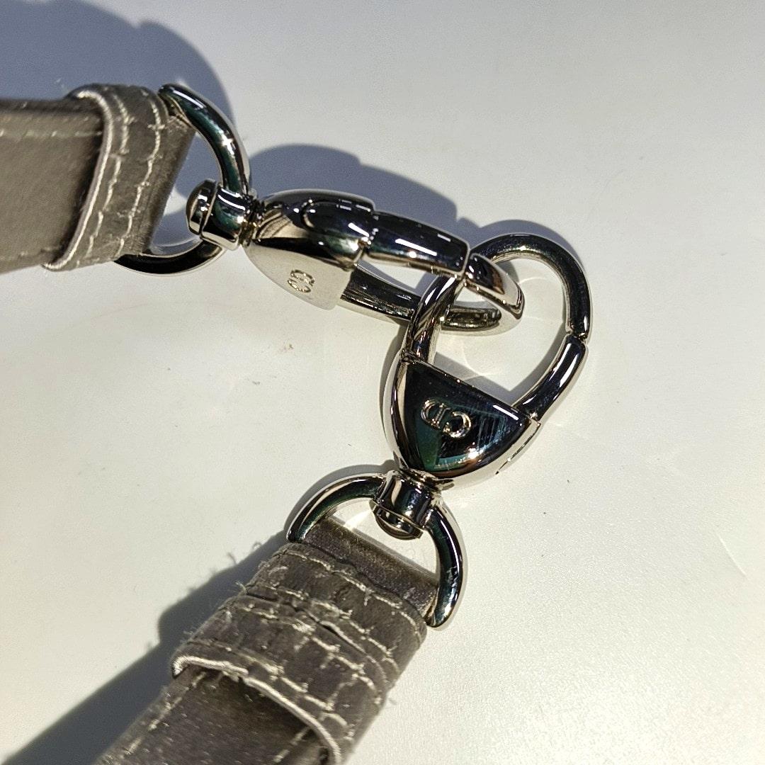 Lady Dior Mini Grey Silk with Crystals Silver Hardware For Sale 8