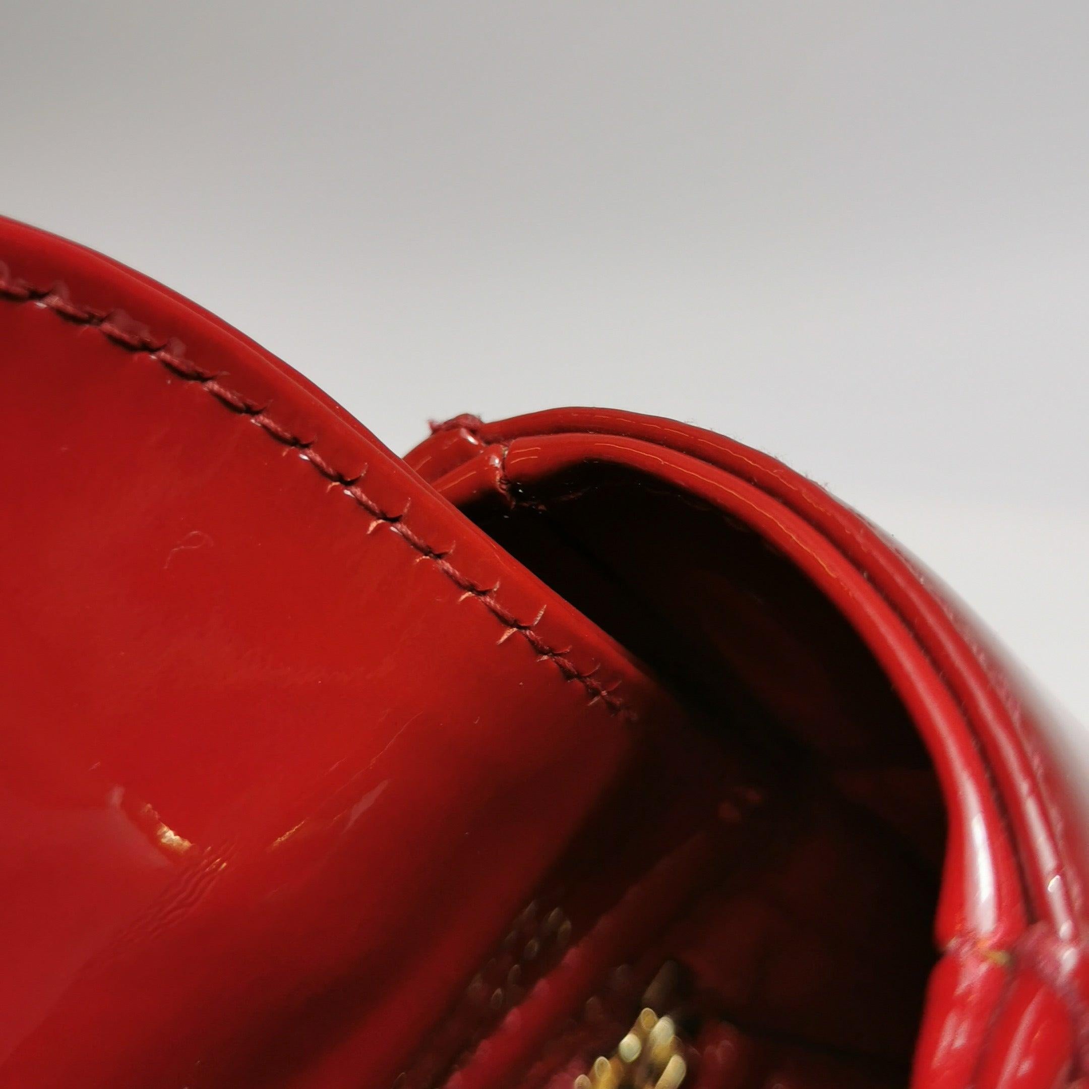 Lady Dior Mini Handbag Burgundy Red Patent Leather Gold-tone Chain Strap 13