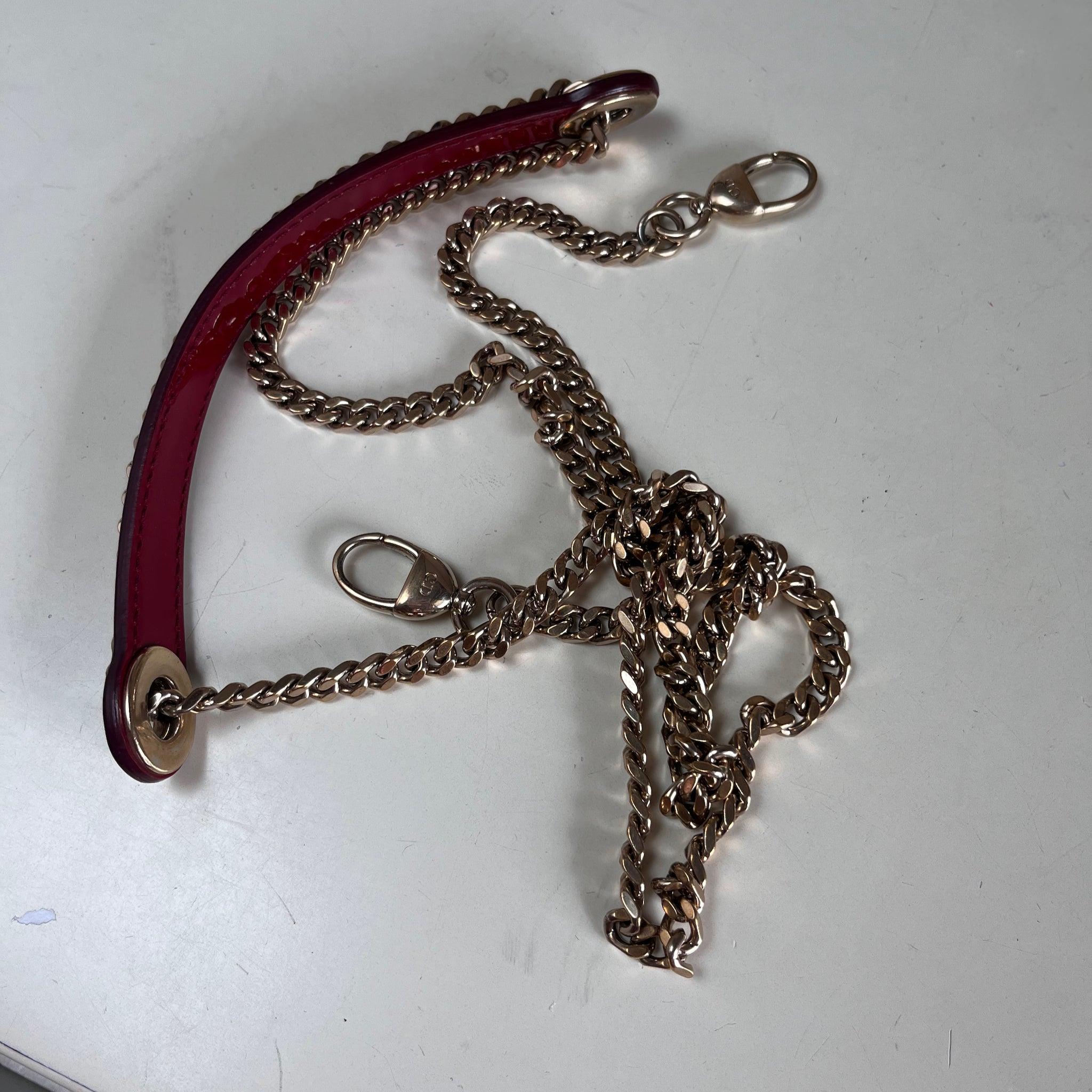Lady Dior Mini Handbag Burgundy Red Patent Leather Gold-tone Chain Strap 15