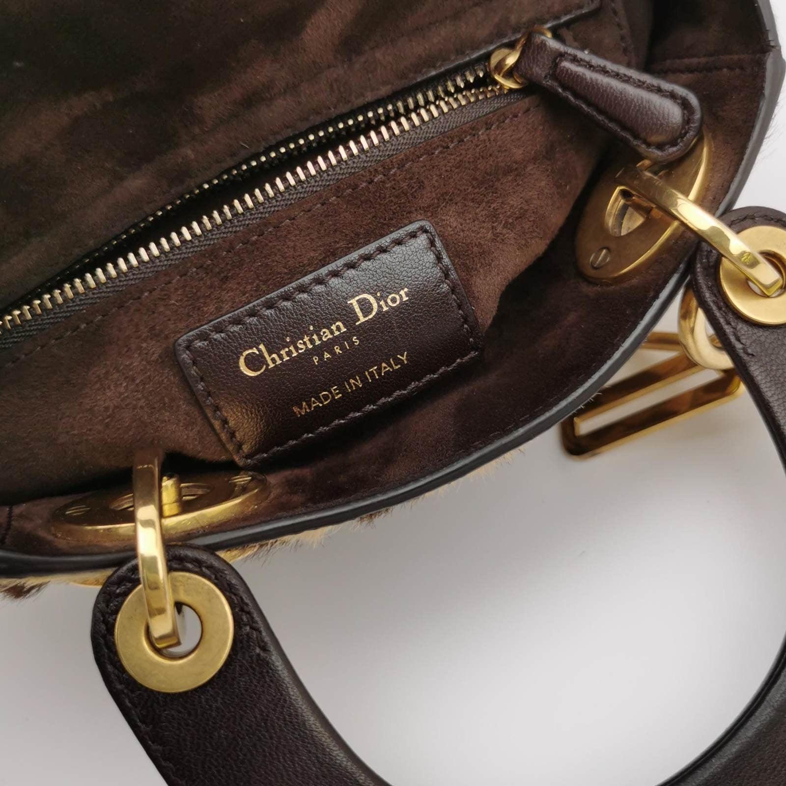 Lady Dior Mini Handbag Pony-style Calfskin Leather Leopard Print 6