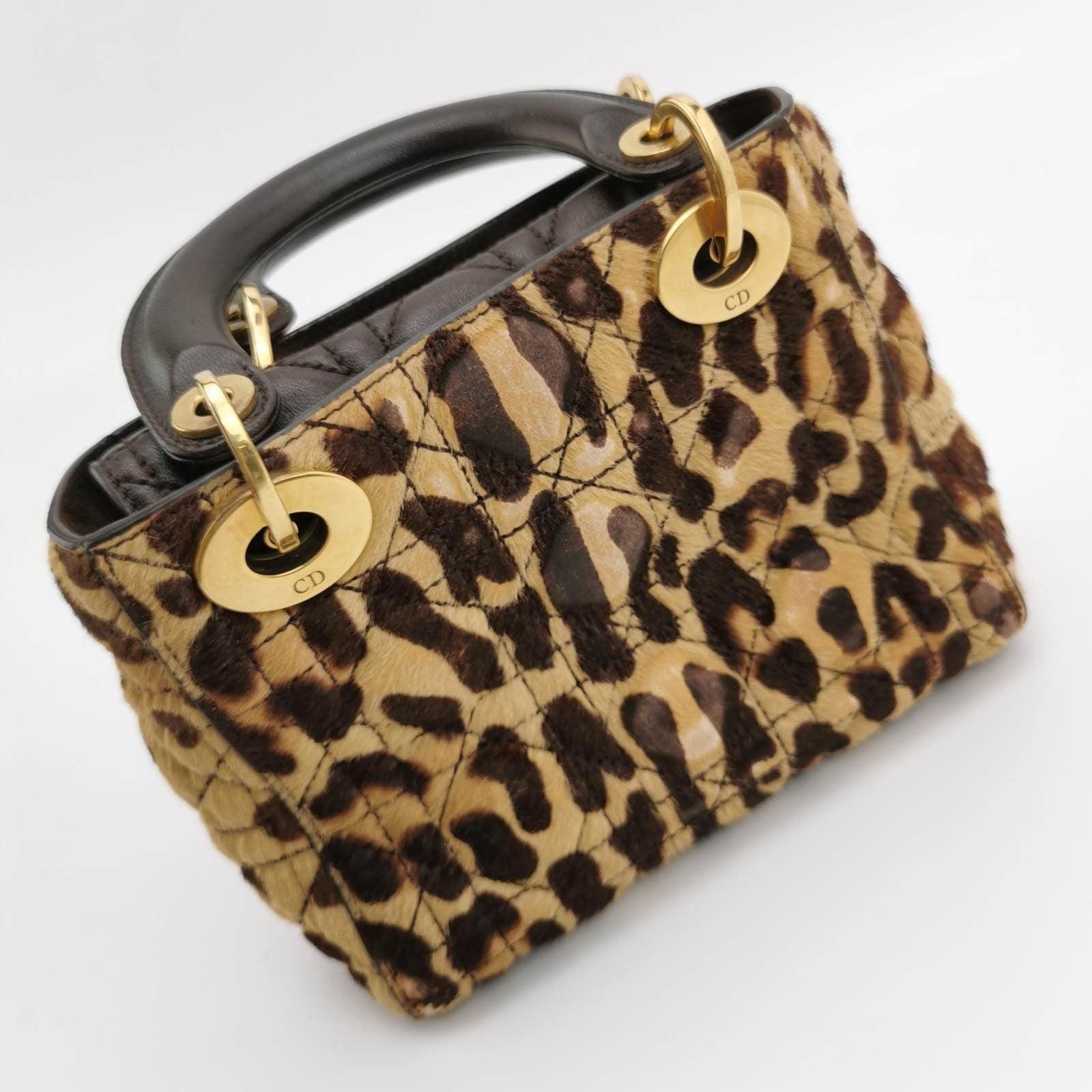 Lady Dior Mini Handbag Pony-style Calfskin Leather Leopard Print 8